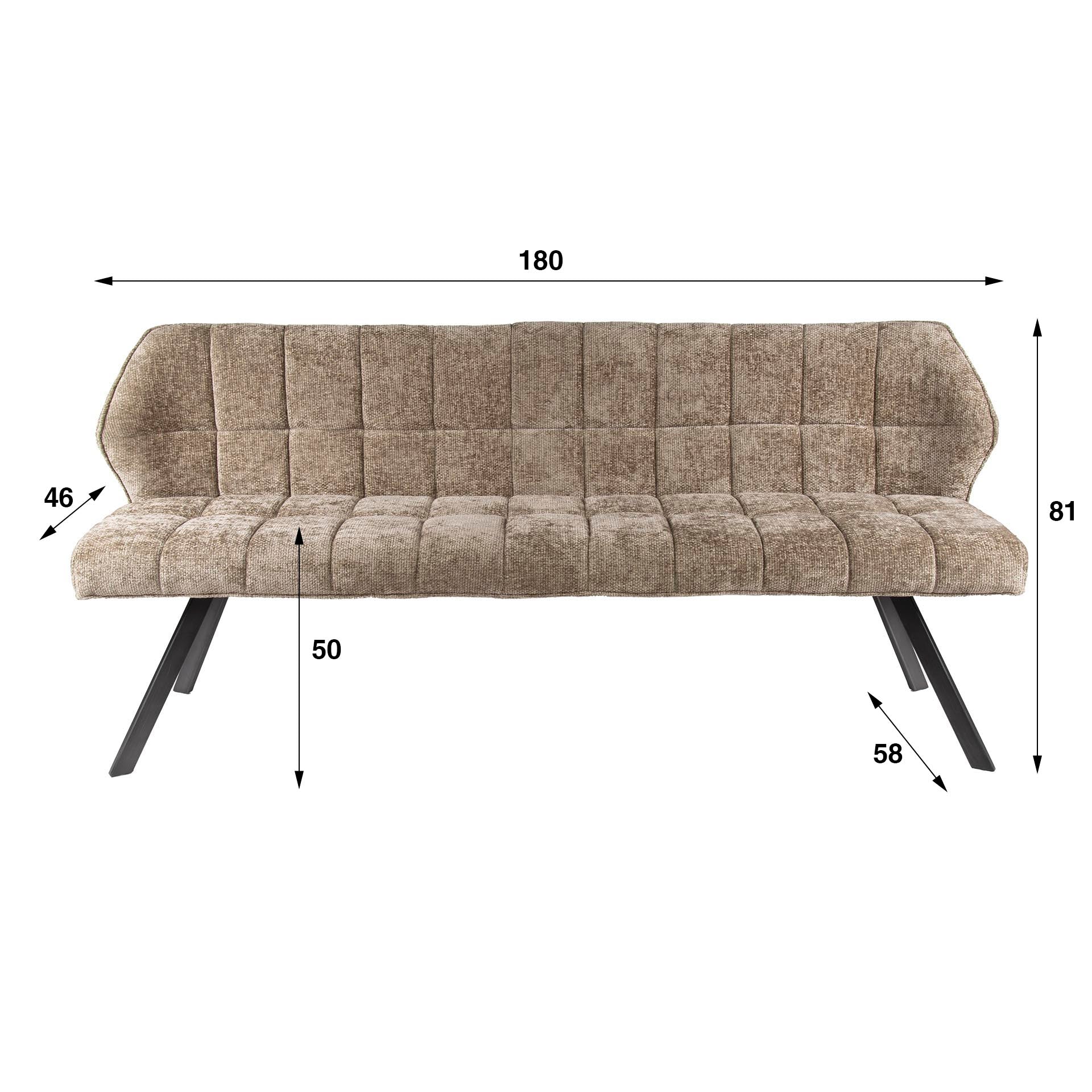 Esszimmerbank – 180×58×81 cm – Velours anthrazit | Modell N0284