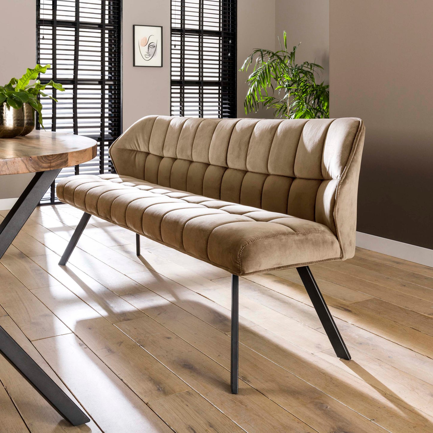 Esszimmerbank – 180×58×81 cm – Velours anthrazit | Modell N0284