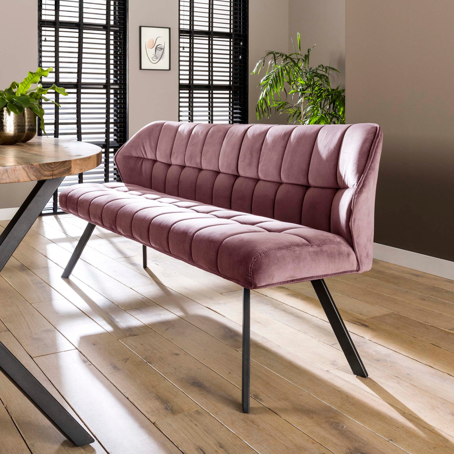 Esszimmerbank – 180×58×81 cm – Velours anthrazit | Modell N0284