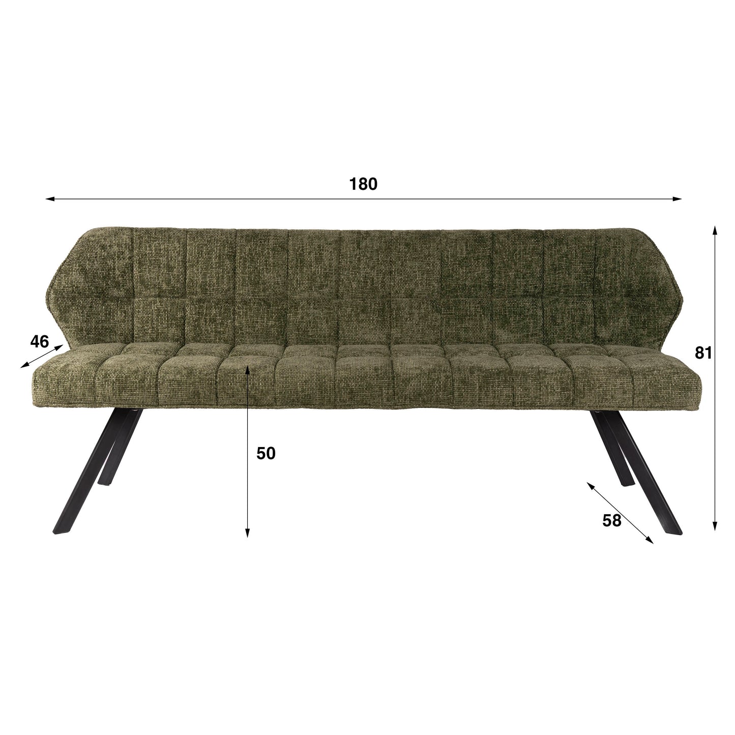 Esszimmerbank – 180×58×81 cm – Velours anthrazit | Modell N0284