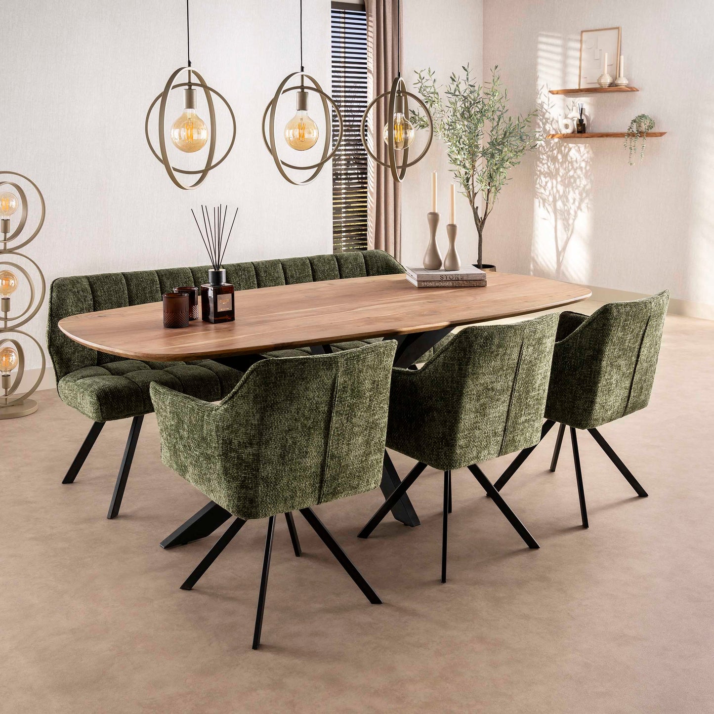 Esszimmerbank – 180×58×81 cm – Velours anthrazit | Modell N0284