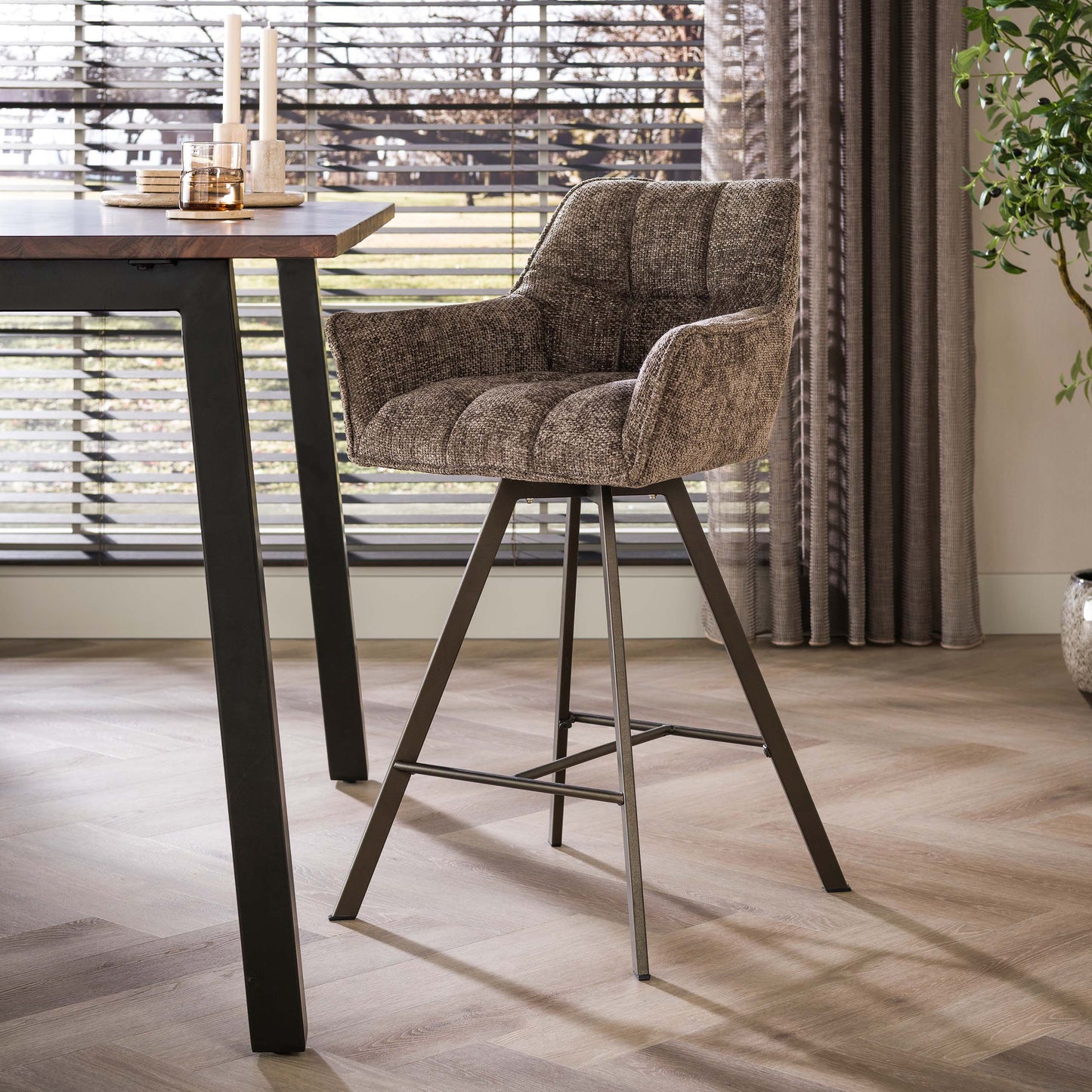 Barstuhl – drehbar 2-er pack – 56×52×95 cm – Hoven taupe | Modell N0285