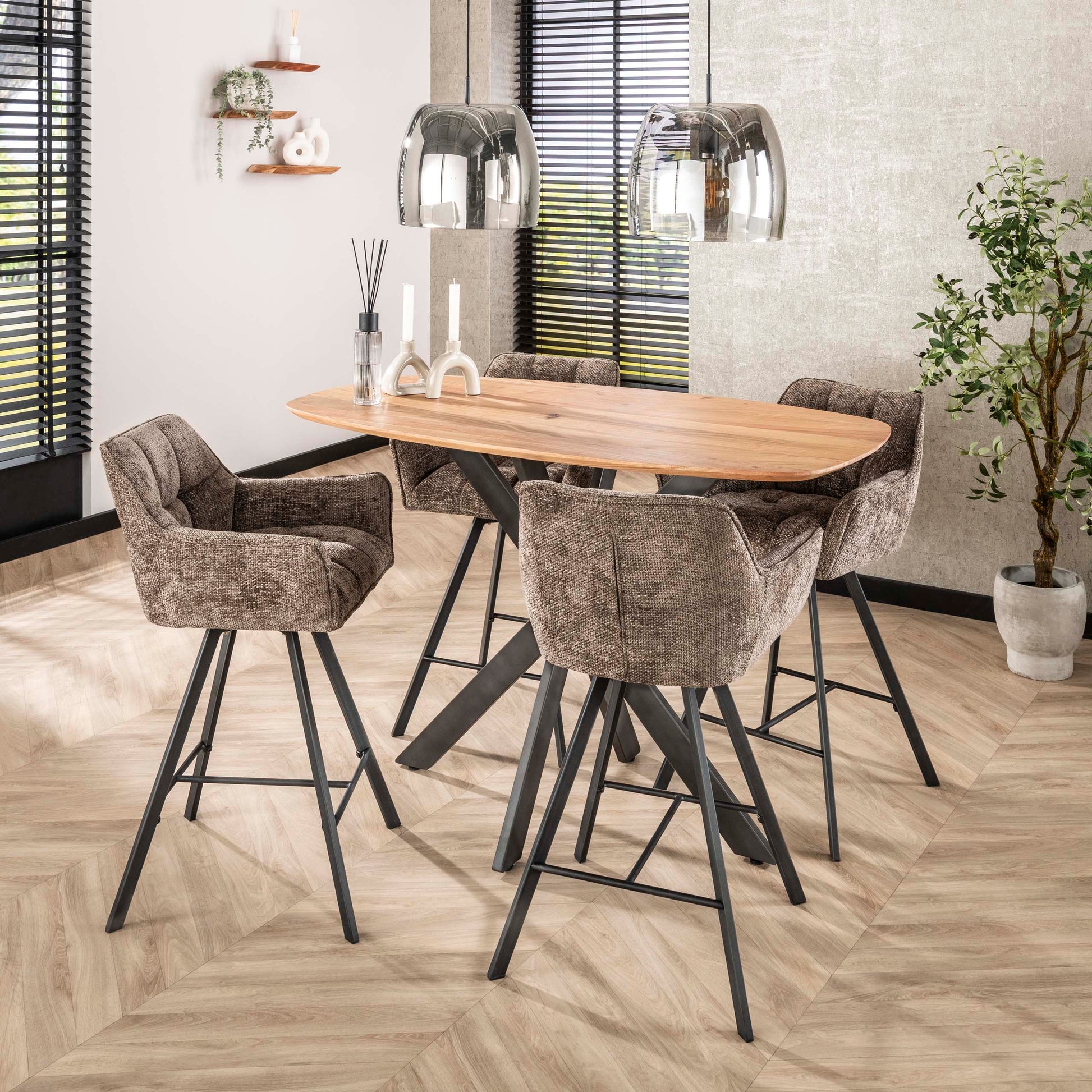 Barstuhl – drehbar 2-er pack – 56×52×95 cm – Hoven taupe | Modell N0285