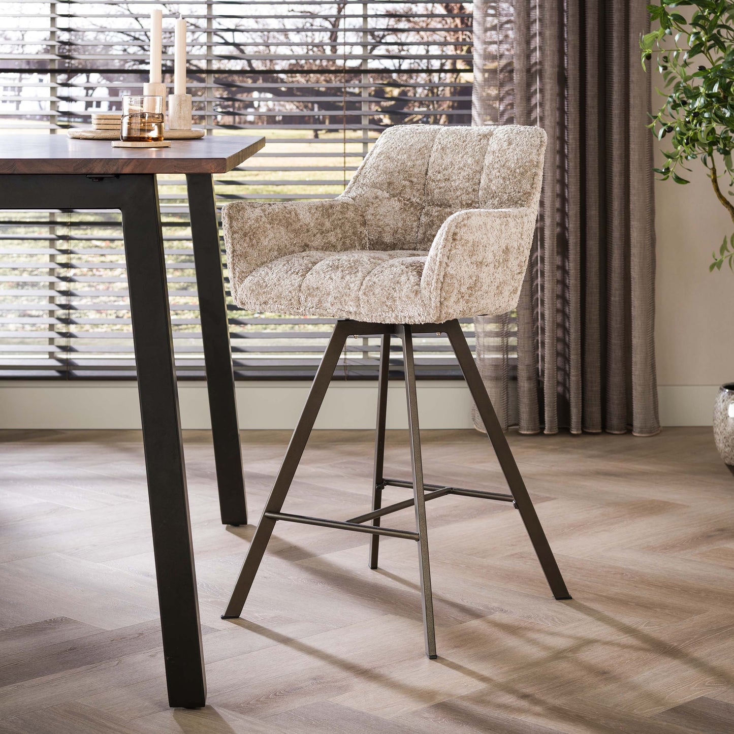 Barstuhl – drehbar 2-er pack – 56×52×95 cm – Hoven taupe | Modell N0285