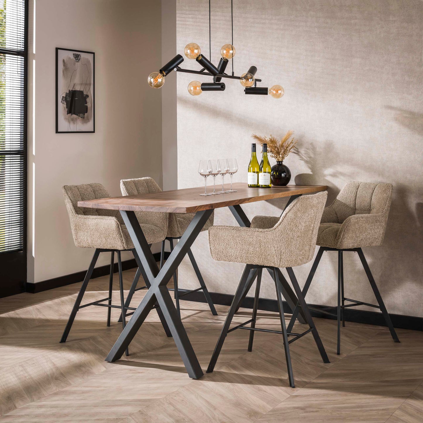 Barstuhl – drehbar 2-er pack – 56×52×95 cm – Hoven taupe | Modell N0285