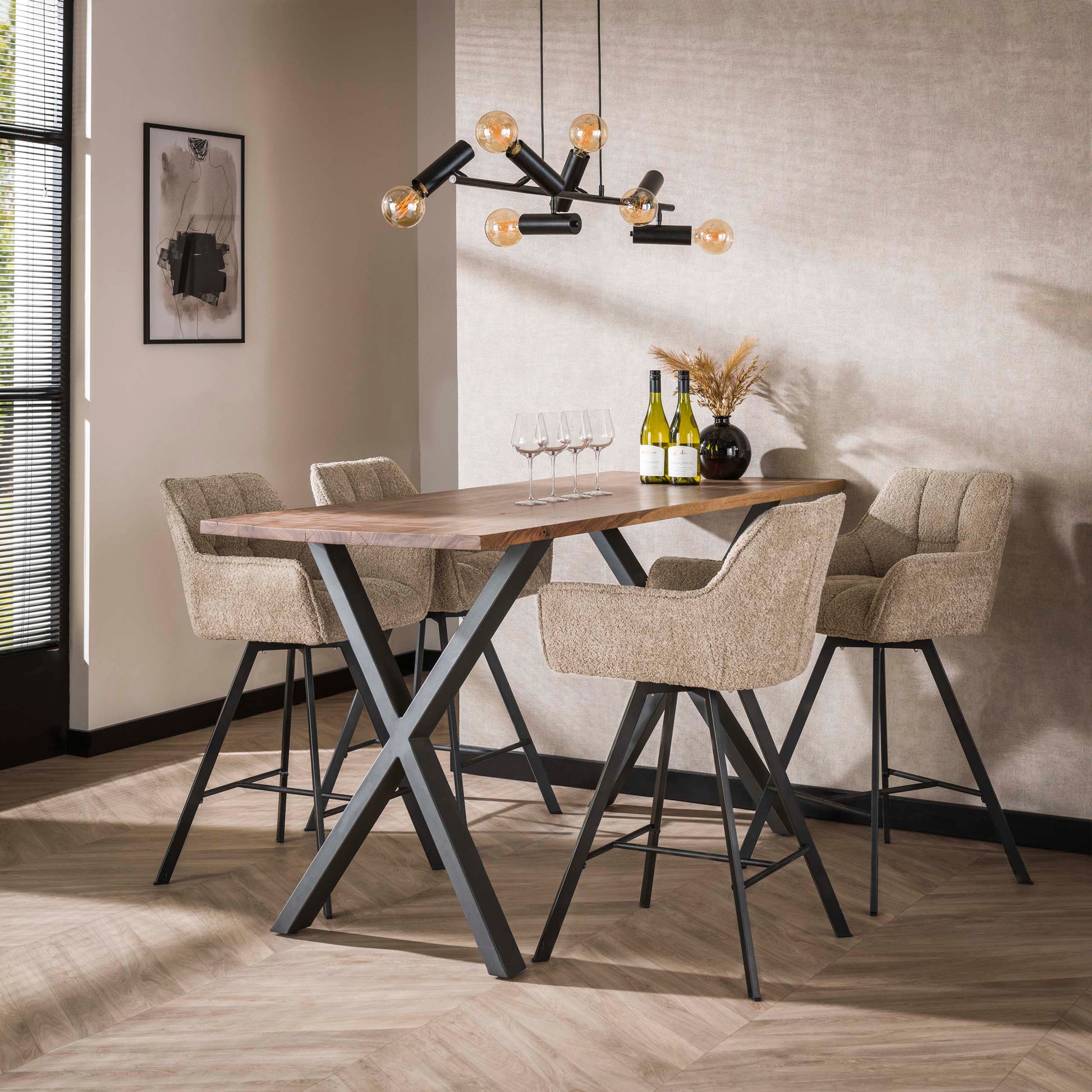 Barstuhl – drehbar 2-er pack – 56×52×95 cm – Hoven taupe | Modell N0285
