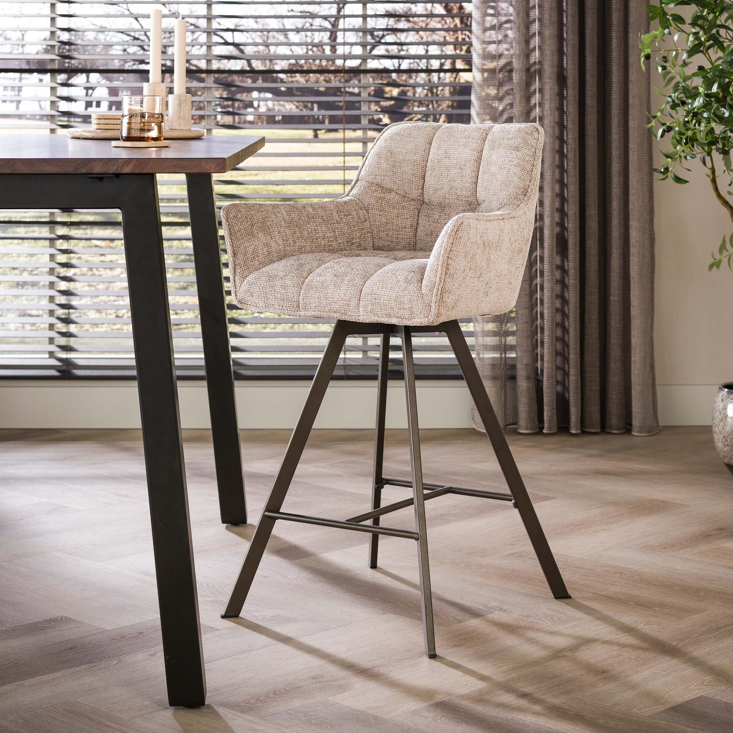 Barstuhl – drehbar 2-er pack – 56×52×95 cm – Hoven taupe | Modell N0285