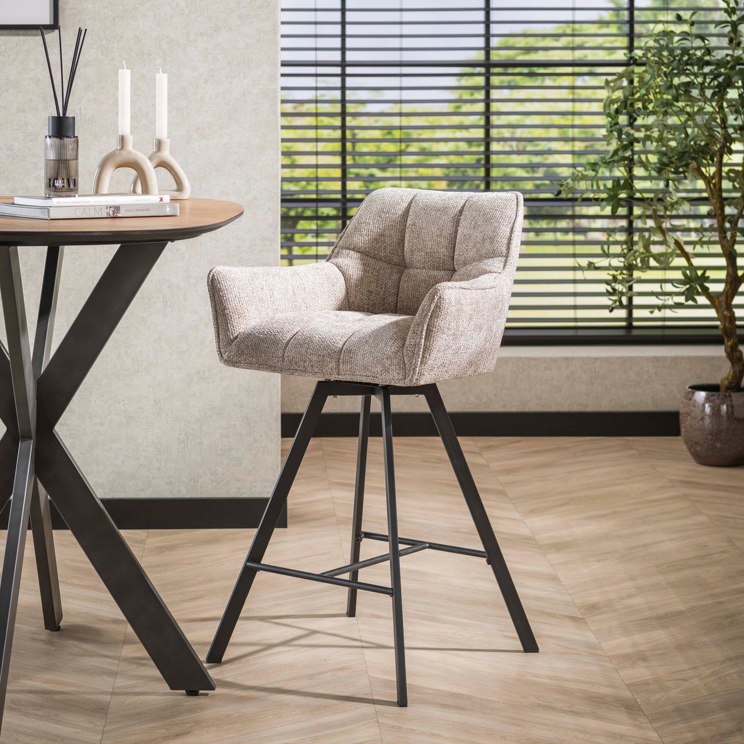 Barstuhl – drehbar 2-er pack – 56×52×95 cm – Hoven taupe | Modell N0285