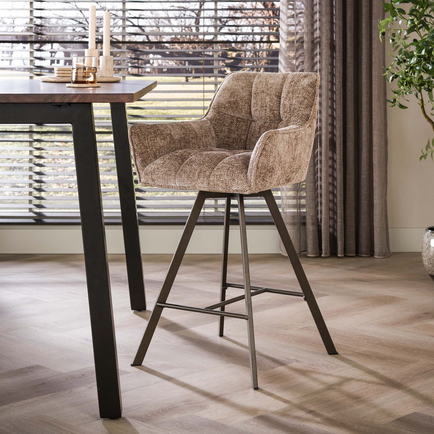 Barstuhl – drehbar 2-er pack – 56×52×95 cm – Hoven taupe | Modell N0285
