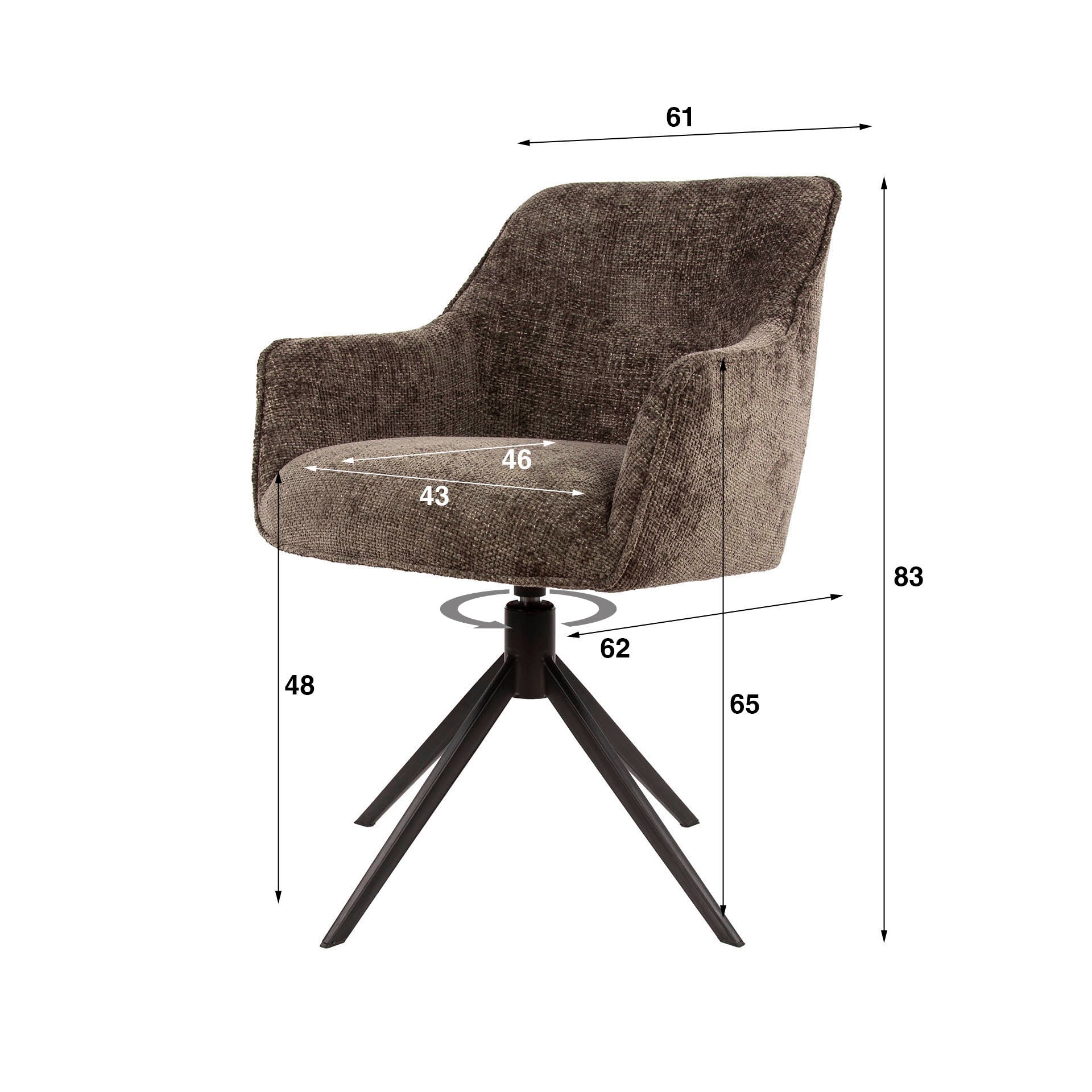 Stuhl – drehbar 2-er pack – 61×62×83 cm – Hoven taupe | Modell N0286
