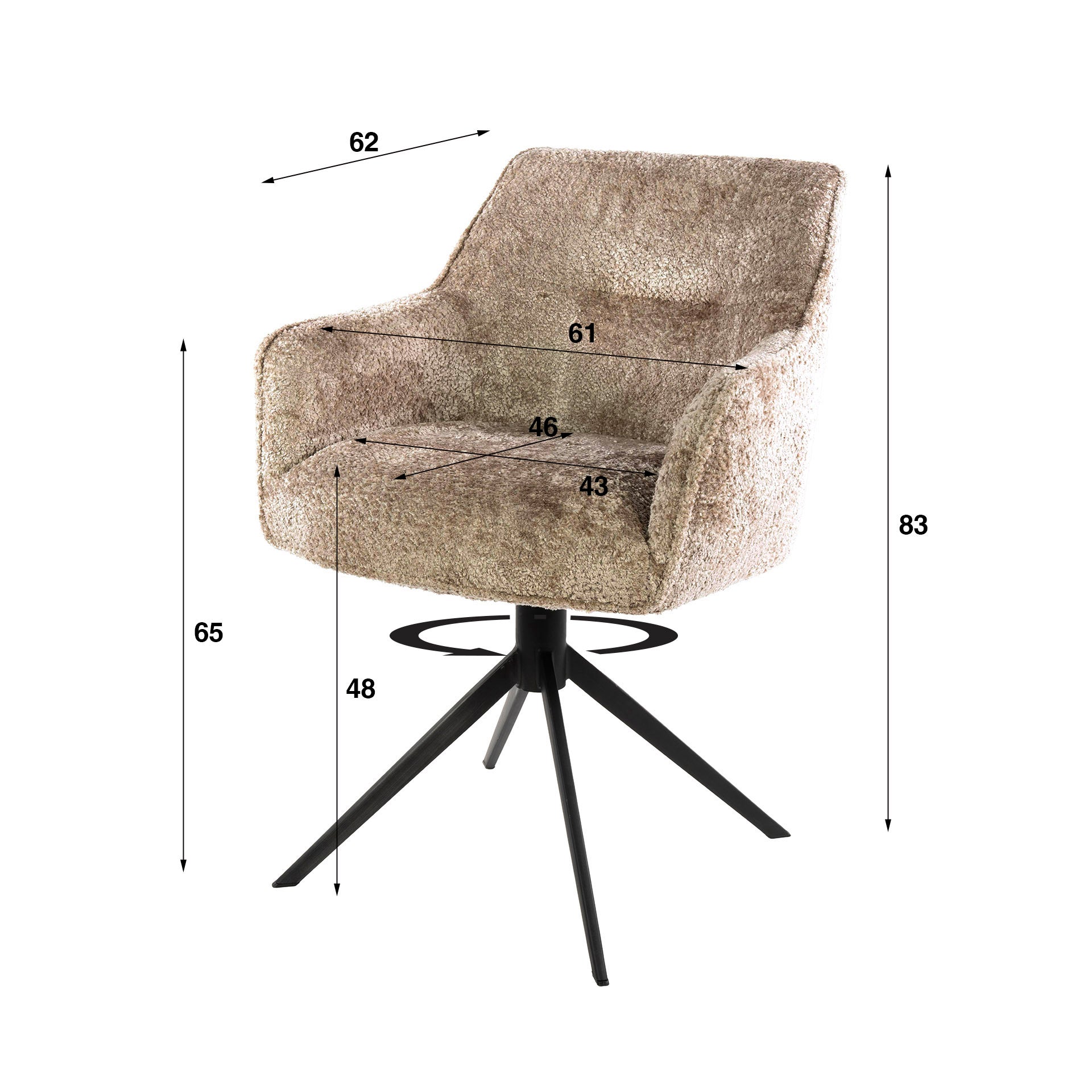 Stuhl – drehbar 2-er pack – 61×62×83 cm – Hoven taupe | Modell N0286