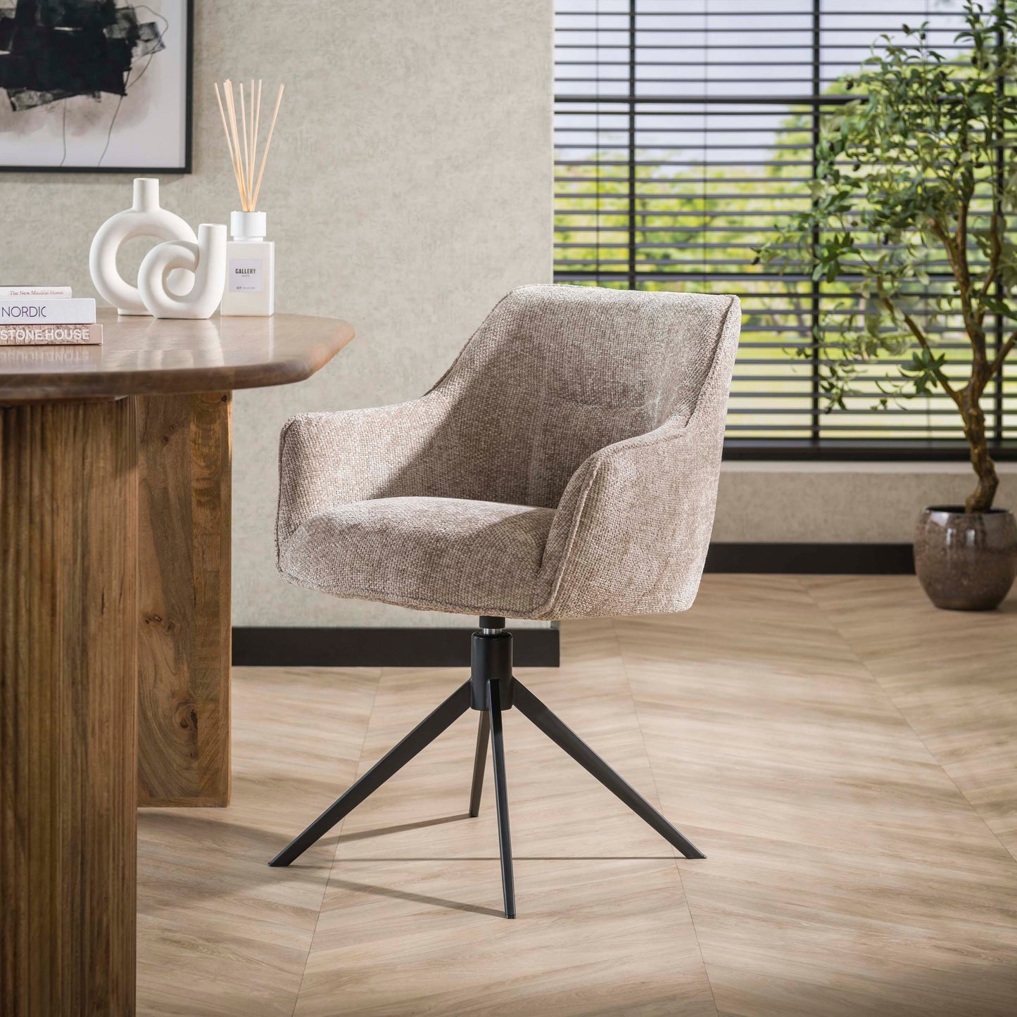 Stuhl – drehbar 2-er pack – 61×62×83 cm – Hoven taupe | Modell N0286