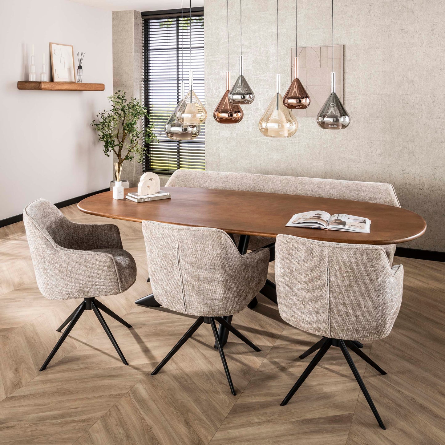 Stuhl – drehbar 2-er pack – 61×62×83 cm – Hoven taupe | Modell N0286