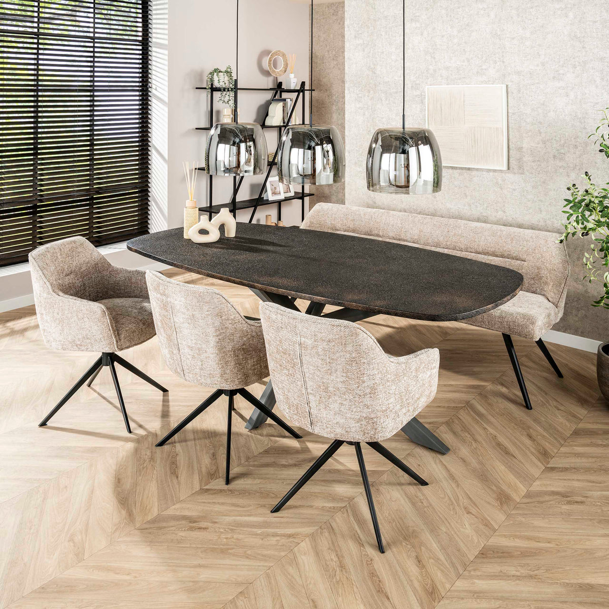 Stuhl – drehbar 2-er pack – 61×62×83 cm – Hoven taupe | Modell N0286
