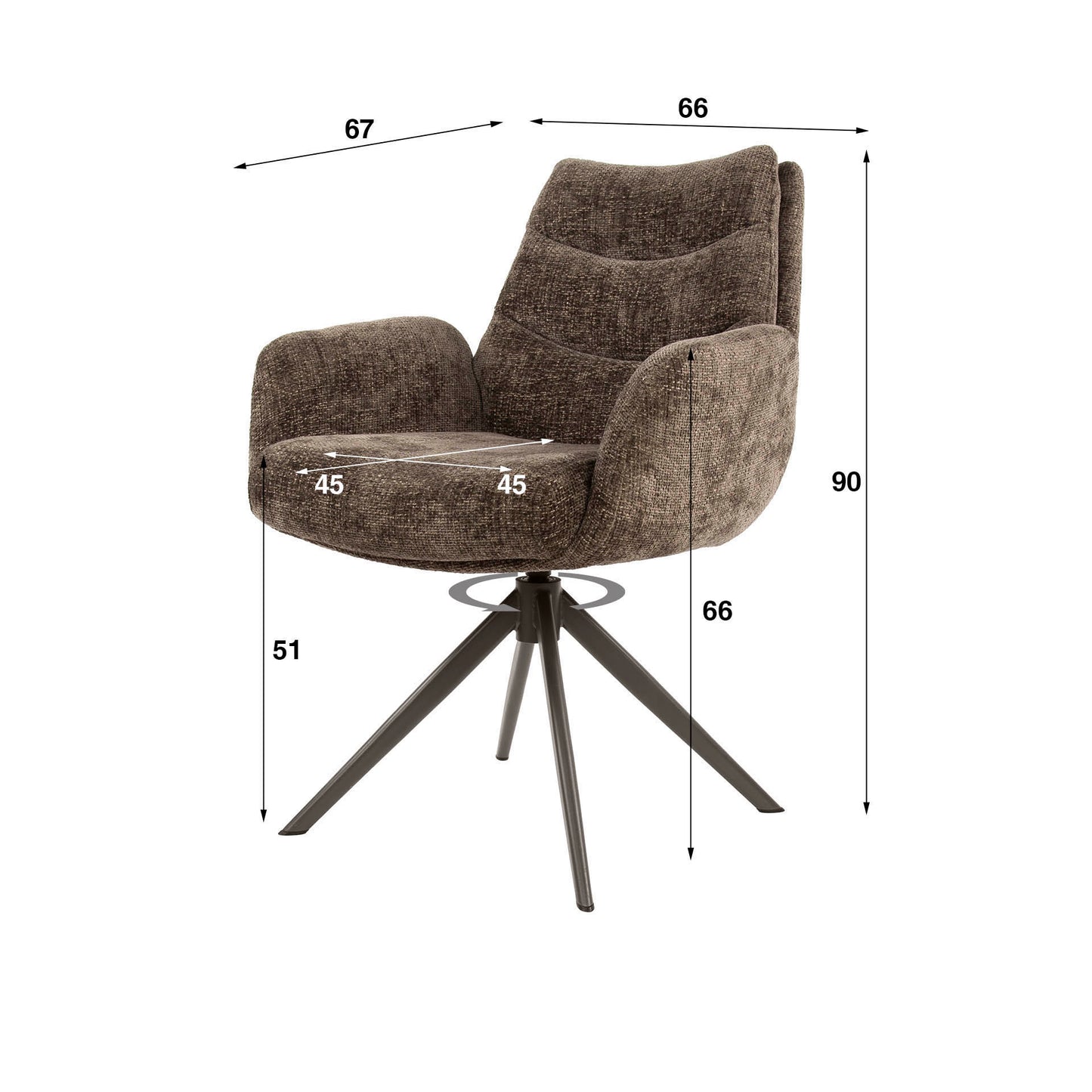 Stuhl – drehbar 2-er pack – 66×67×90 cm – Hoven taupe | Modell N0288