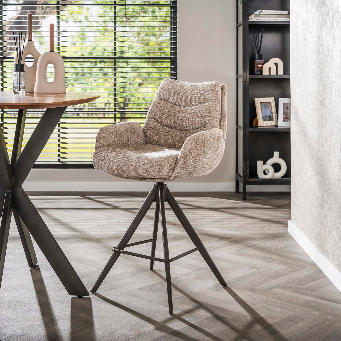 Barstuhl – drehbar 2-er pack – 56×60×99 cm – Hoven taupe | Modell N0289