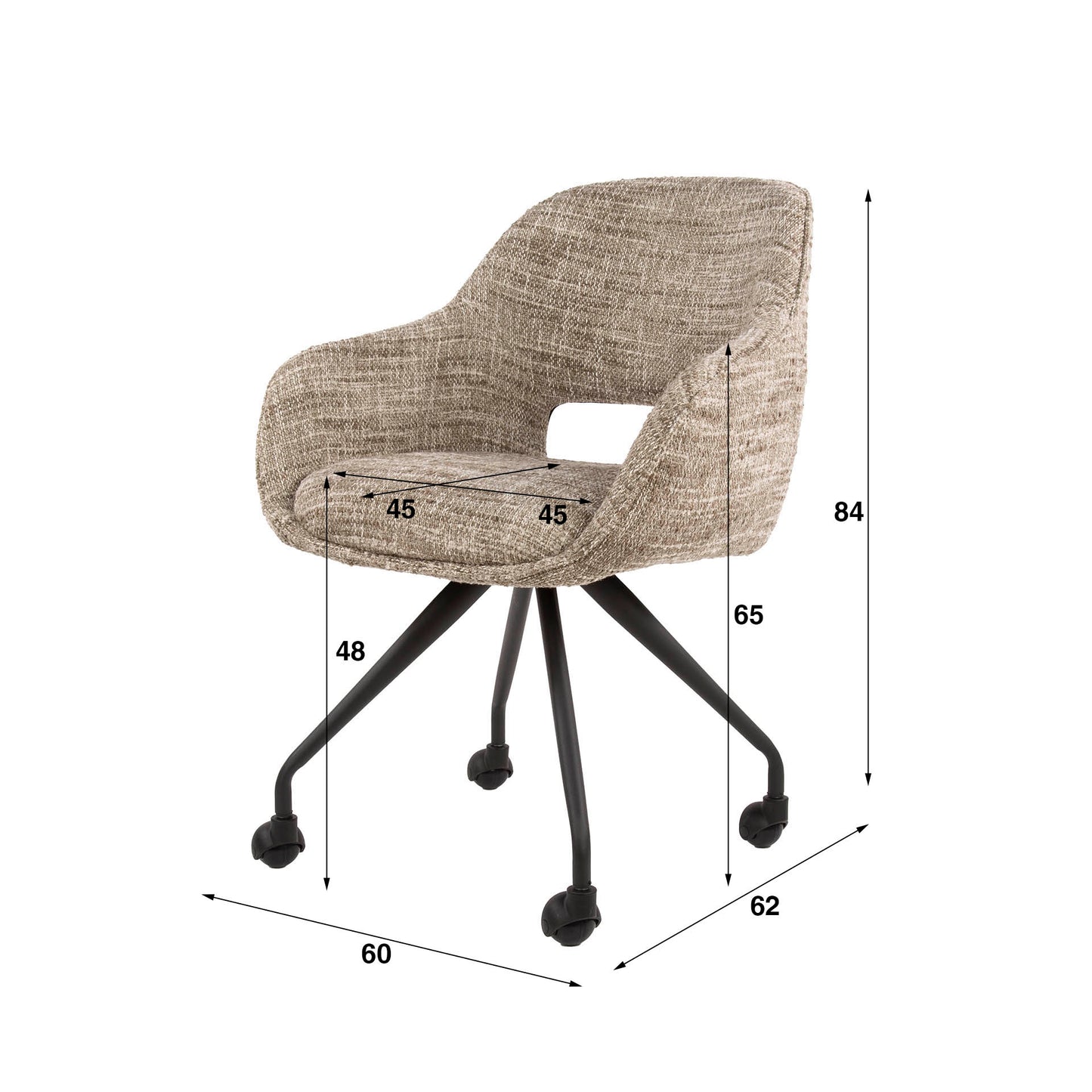 Stuhl – rollen 2-er pack – 60×62×84 cm – Eagle sand | Modell N0290