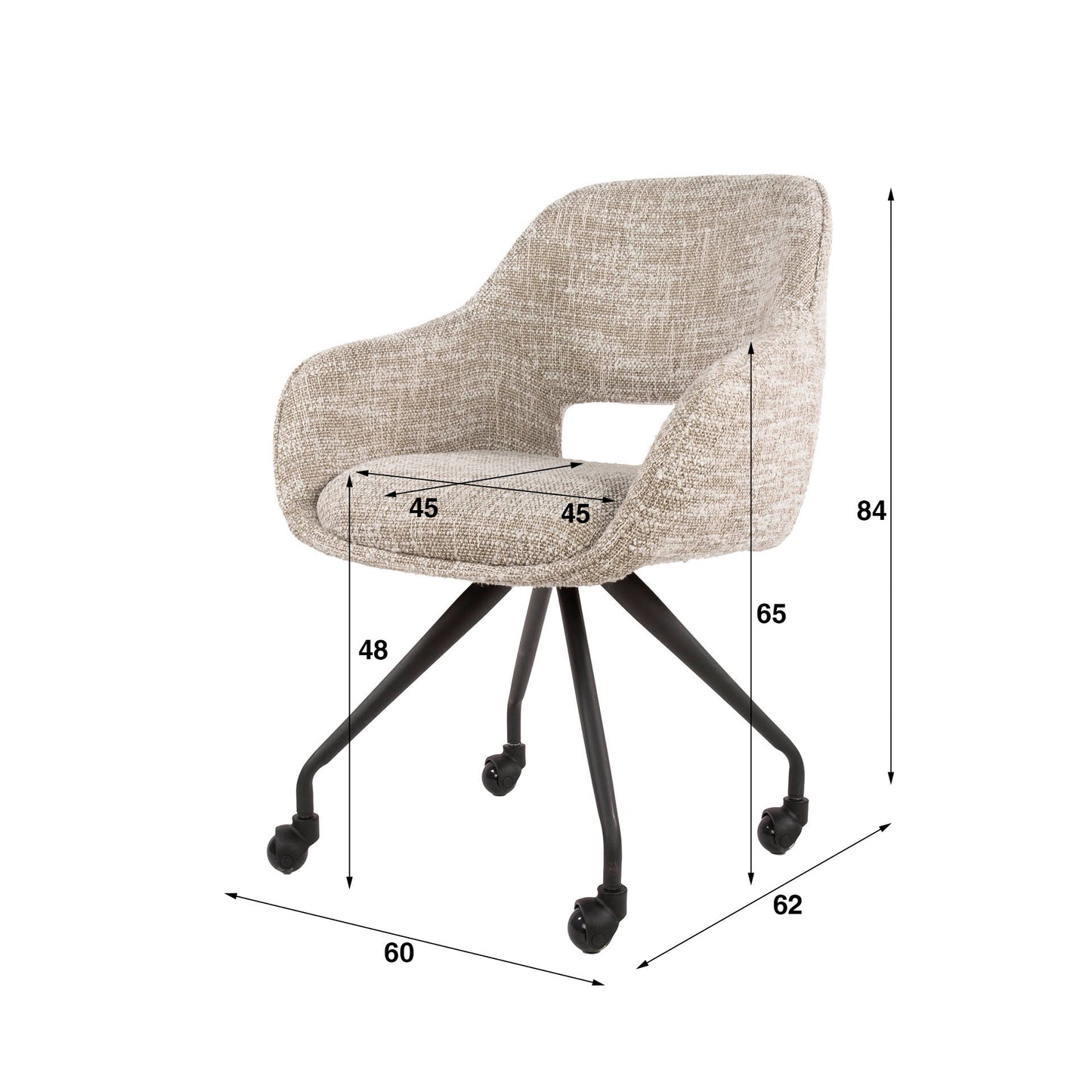 Stuhl – rollen 2-er pack – 60×62×84 cm – Eagle sand | Modell N0290