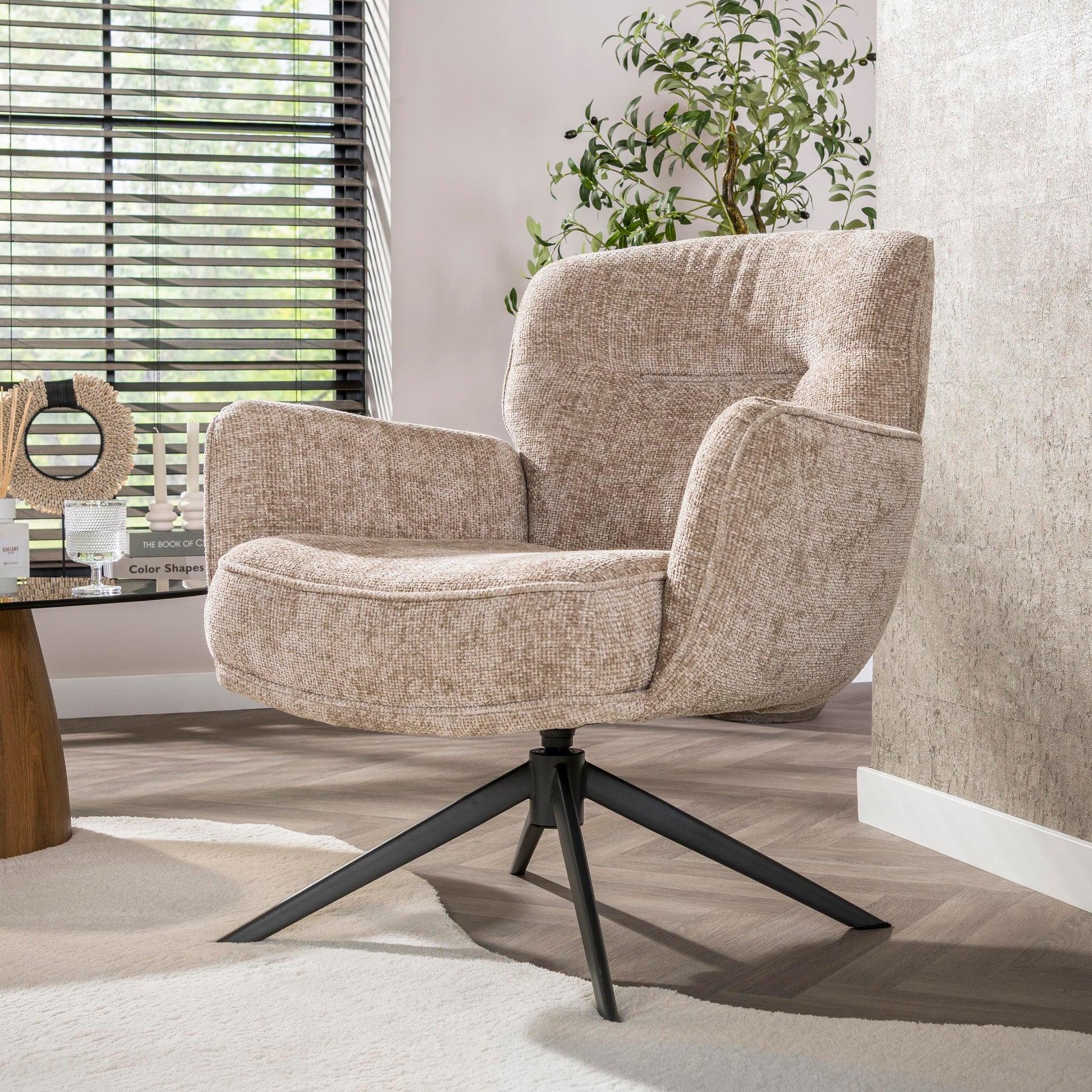 Sessel – drehbar – 75×79×83 cm – Hoven sand | Modell N0292