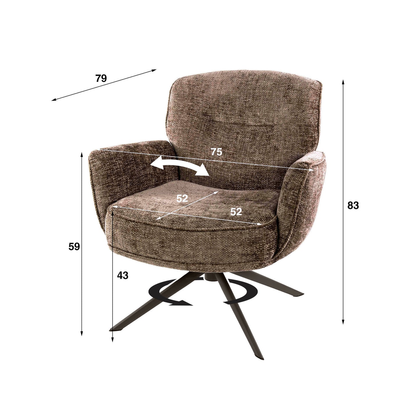 Sessel – drehbar – 75×79×83 cm – Hoven sand | Modell N0292