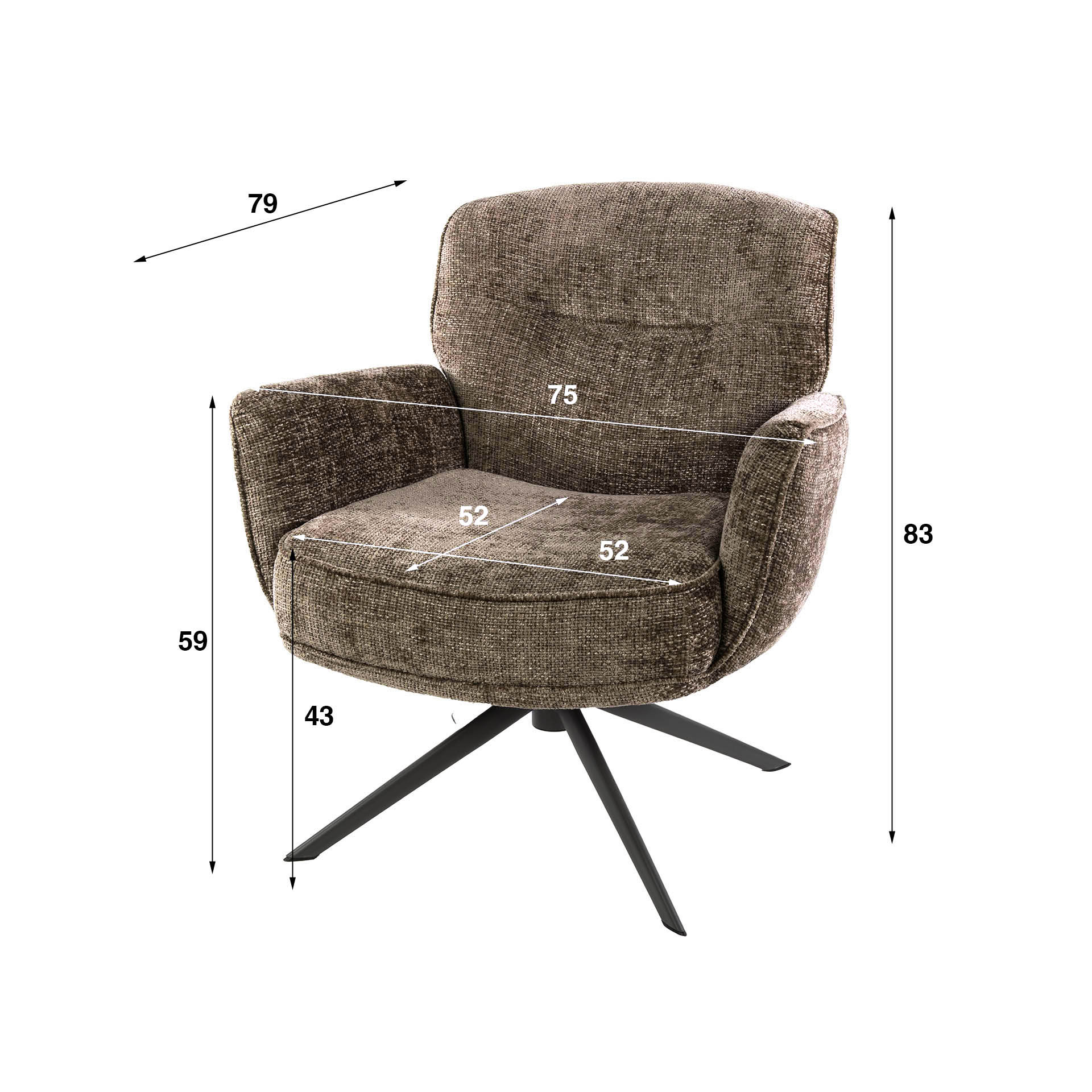 Sessel – drehbar – 75×79×83 cm – Hoven sand | Modell N0292