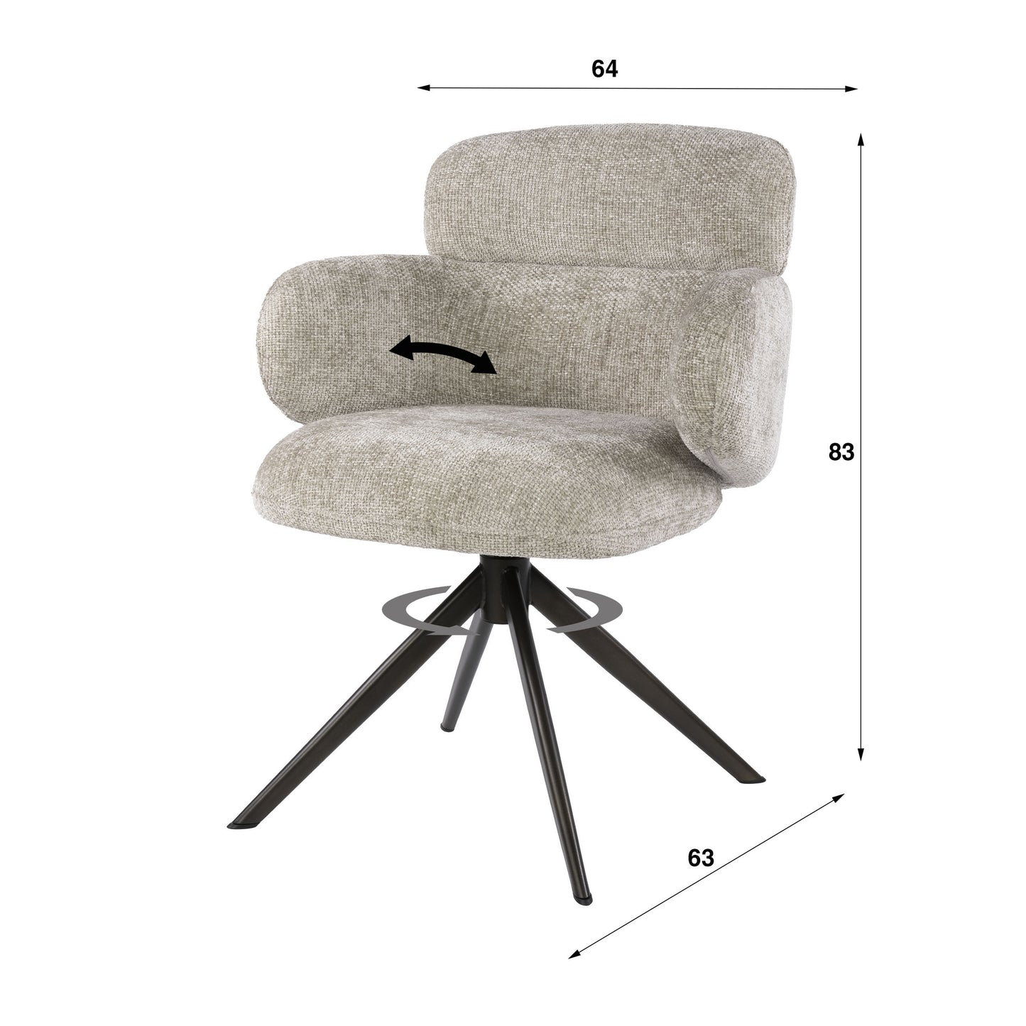 Stuhl – drehbar 2-er pack – 64×63×83 cm – Hoven sand - braun | Modell N0293