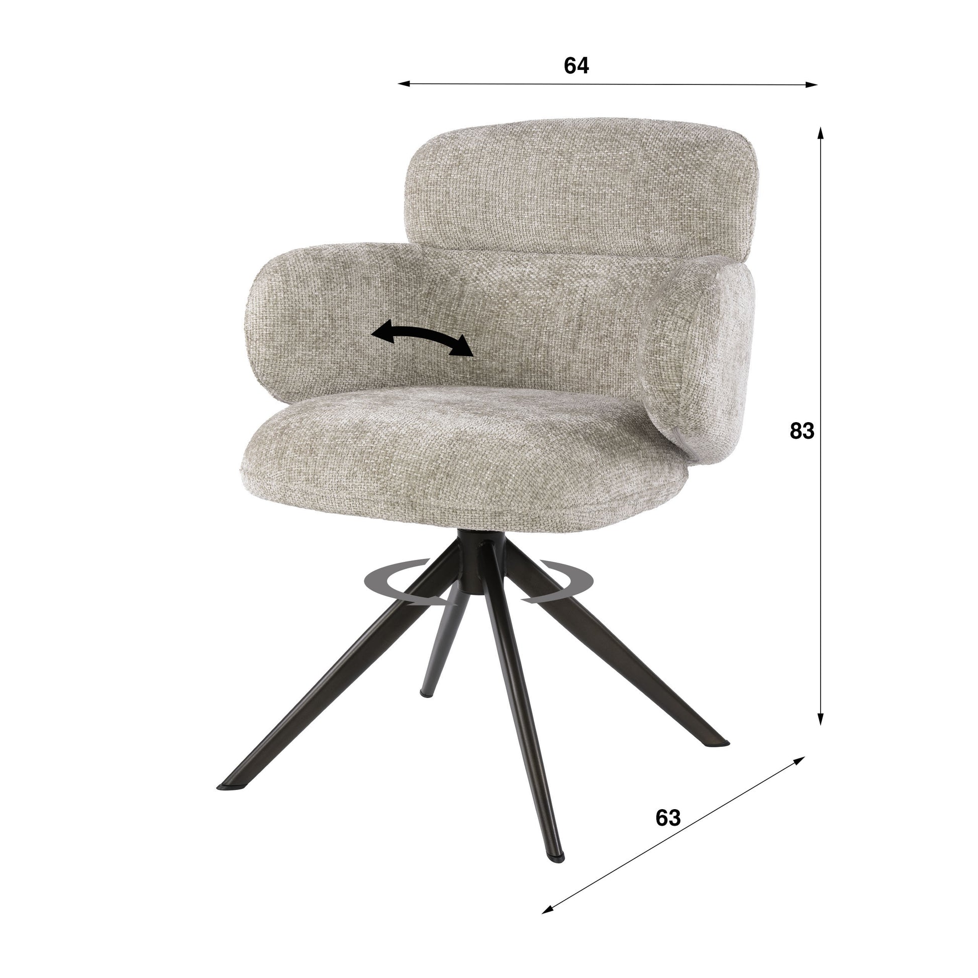 Stuhl – drehbar 2-er pack – 64×63×83 cm – Hoven sand - braun | Modell N0293