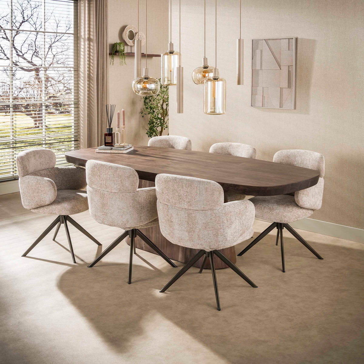 Stuhl – drehbar 2-er pack – 64×63×83 cm – Hoven sand - braun | Modell N0293