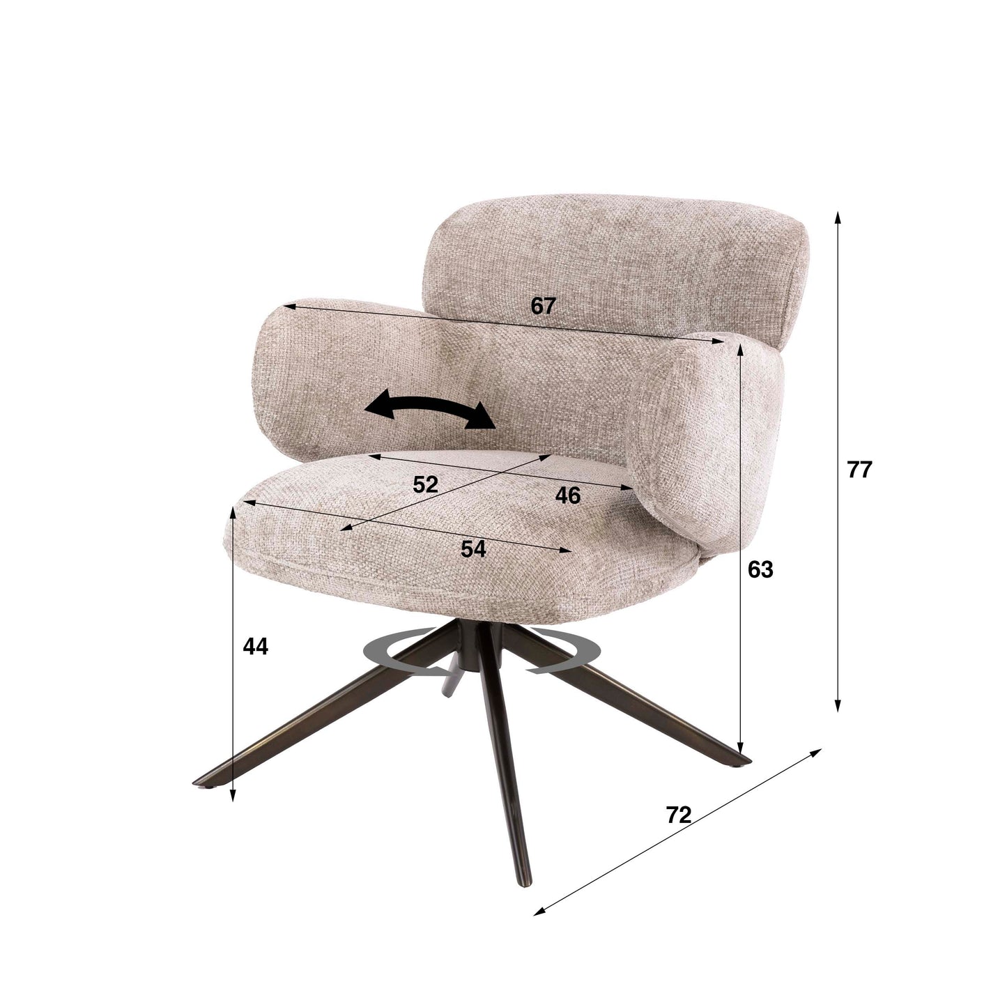 Sessel – drehbar – 69×72×77 cm – Hoven sand - braun | Modell N0294