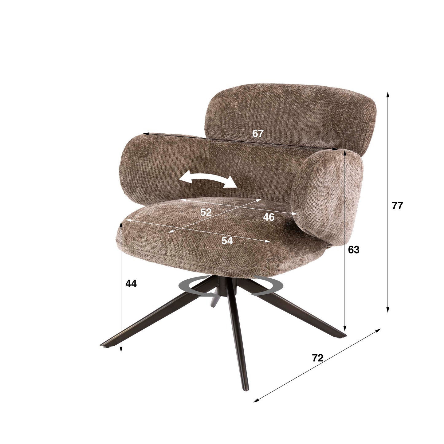 Sessel – drehbar – 69×72×77 cm – Hoven sand - braun | Modell N0294
