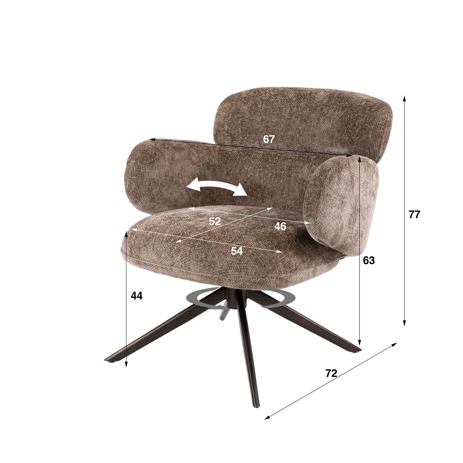 Sessel – drehbar – 69×72×77 cm – Hoven sand - braun | Modell N0294