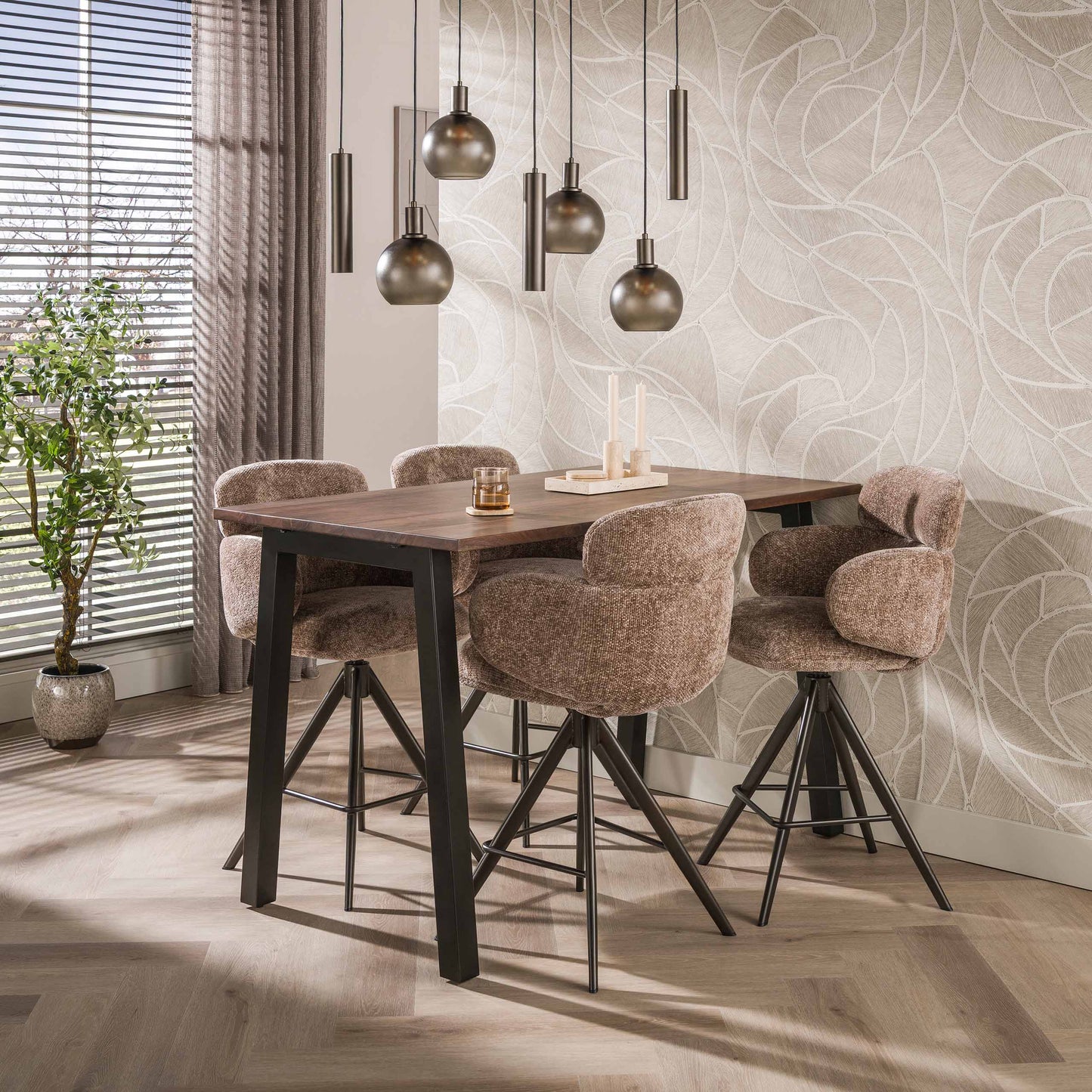 Barstuhl – drehbar 2-er pack – 60×60×98 cm – Hoven sand - braun | Modell N0295