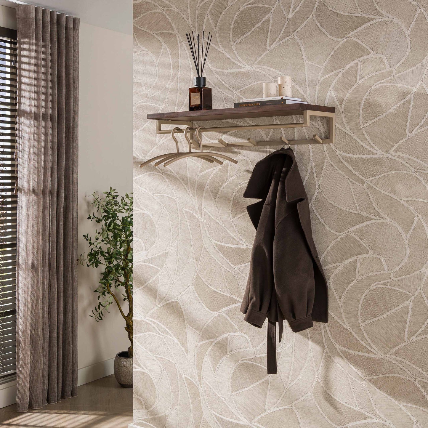 Garderobe – 5 haken – 85×35×17 cm – Beige | Modell N0296
