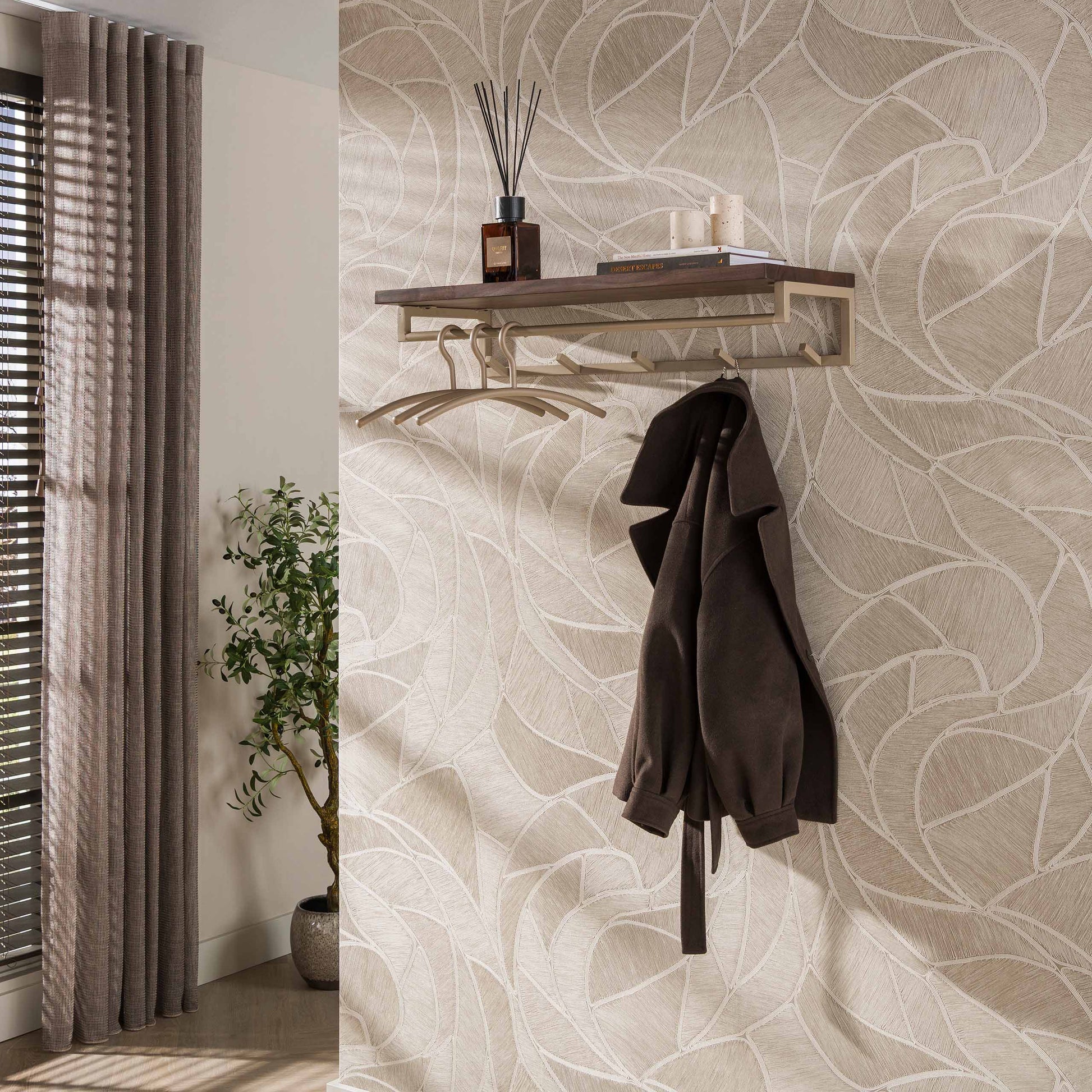 Garderobe – 5 haken – 85×35×17 cm – Beige | Modell N0296
