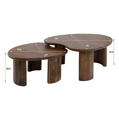 Couchtisch – 99×76×42 cm – Massiv Akazie braun | Modell N0298
