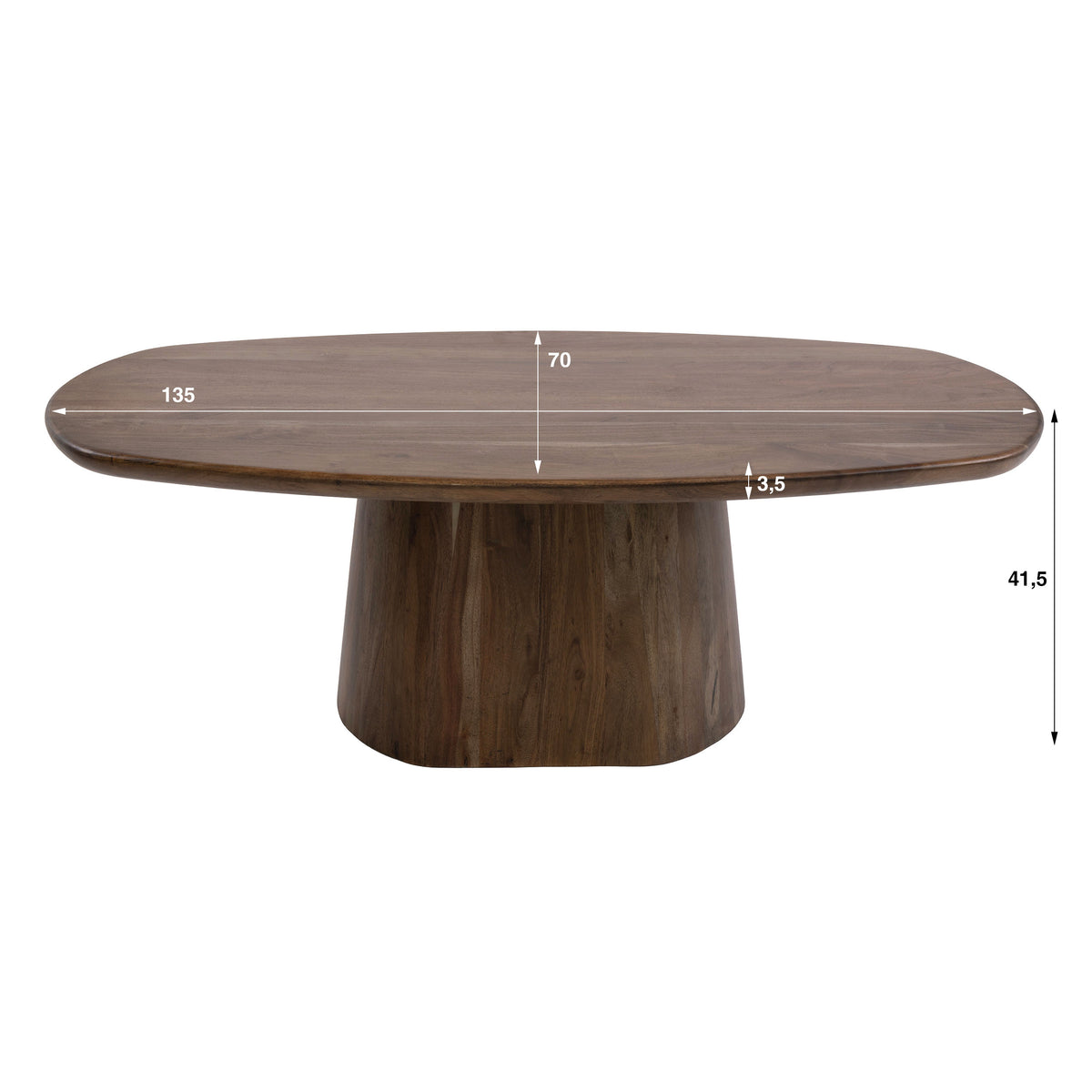 Couchtisch – 135×70×35 cm – Massiv Akazie braun | Modell N0301