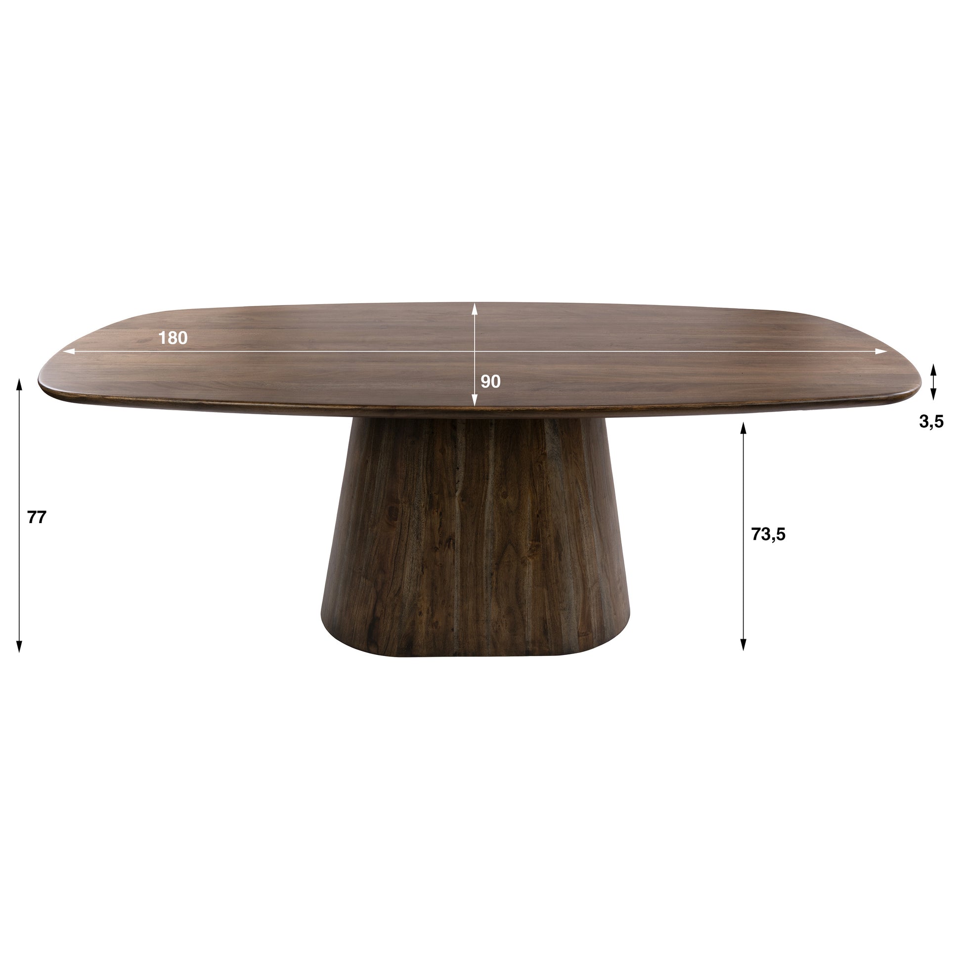 Esstisch – dänisch oval oval – 180×90×77 cm – Massiv Akazie braun | Modell N0302