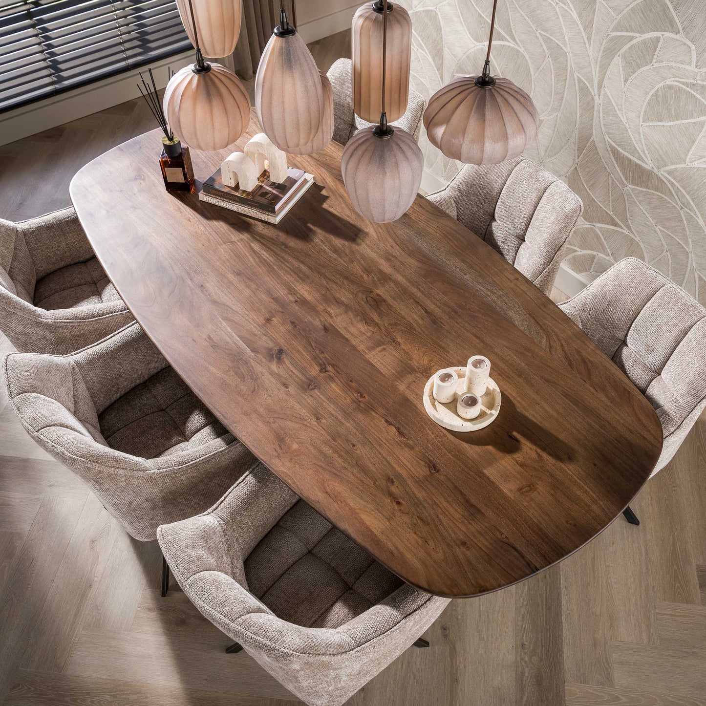 Esstisch – dänisch oval oval – 215×105×77 cm – Massiv Akazie braun | Modell N0303