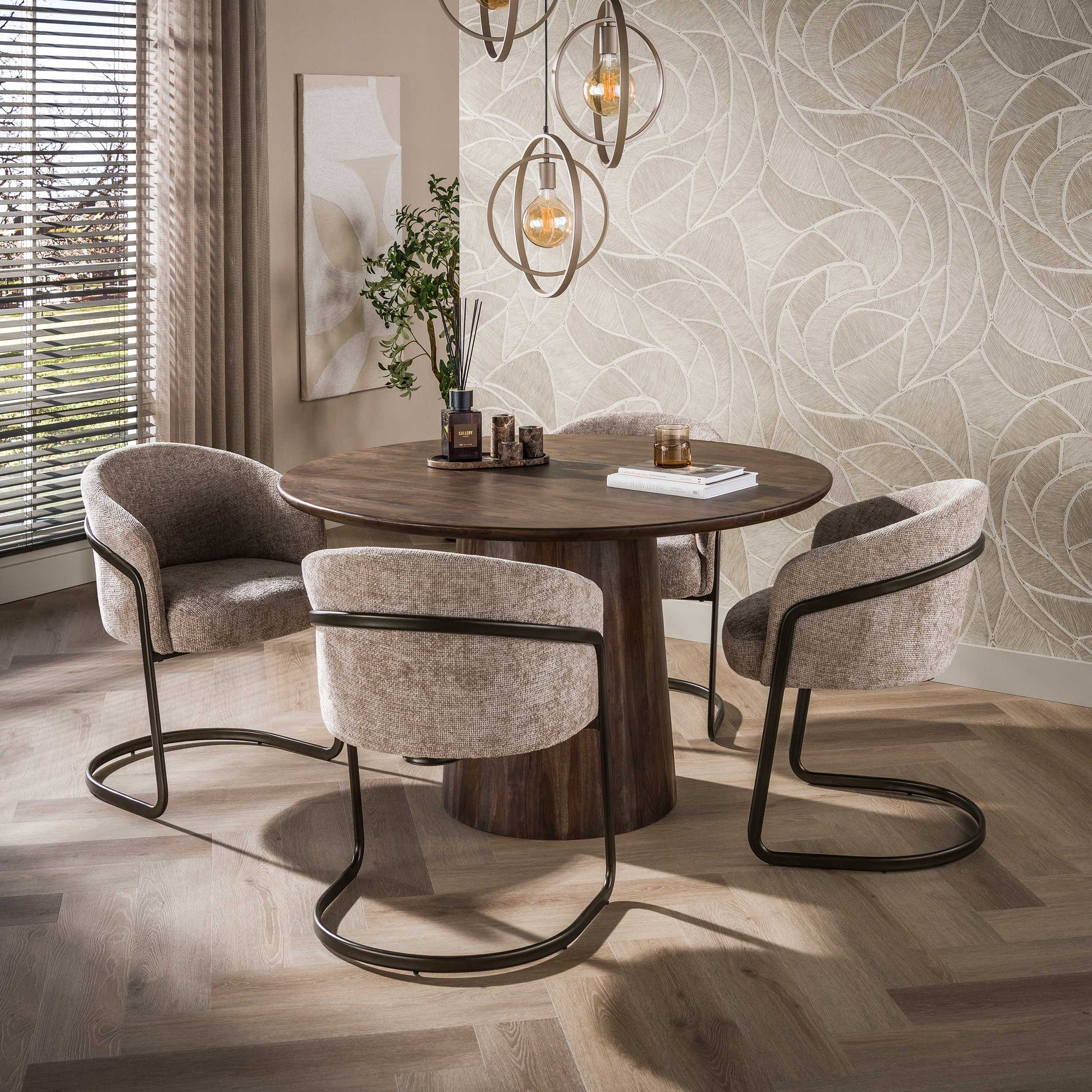 Esstisch – rund – 130×130×77 cm – Massiv Akazie braun | Modell N0304