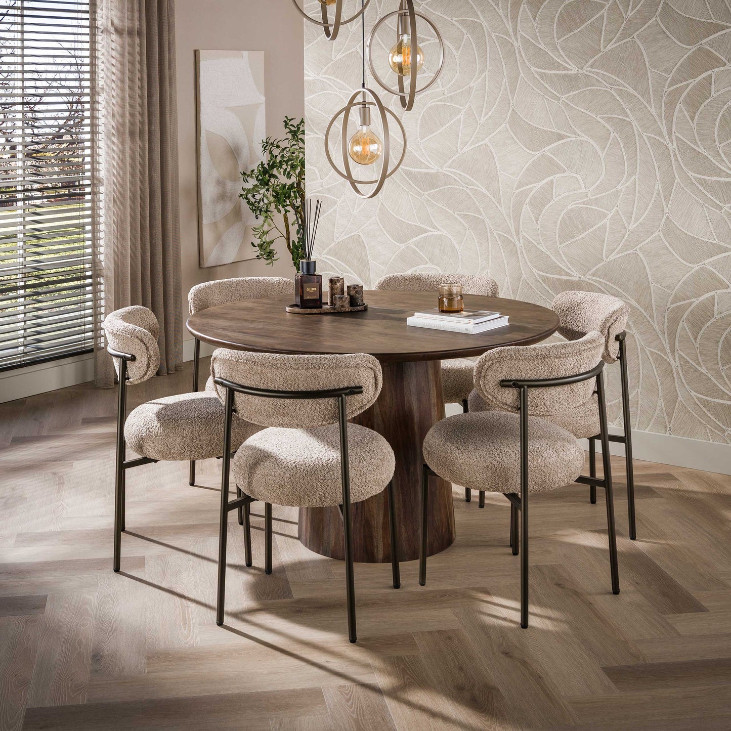 Esstisch – rund – 130×130×77 cm – Massiv Akazie braun | Modell N0304