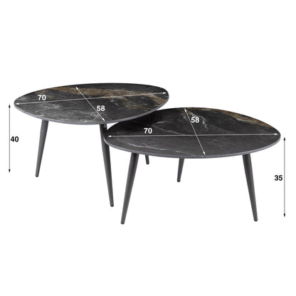 Couchtisch – organisch – 70×58×40 cm – Keramik fossil black | Modell N0306