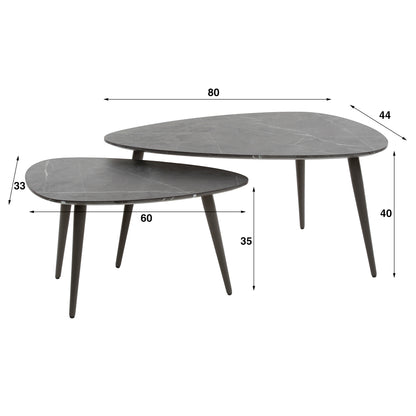 Couchtisch – 80×44×40 cm – 3D Melamin graphite | Modell N0307
