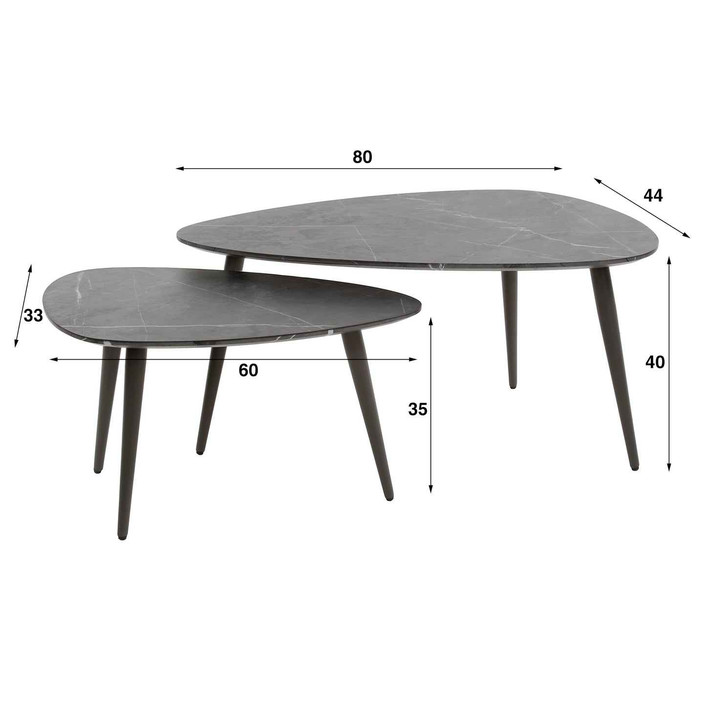 Couchtisch – 80×44×40 cm – 3D Melamin graphite | Modell N0307
