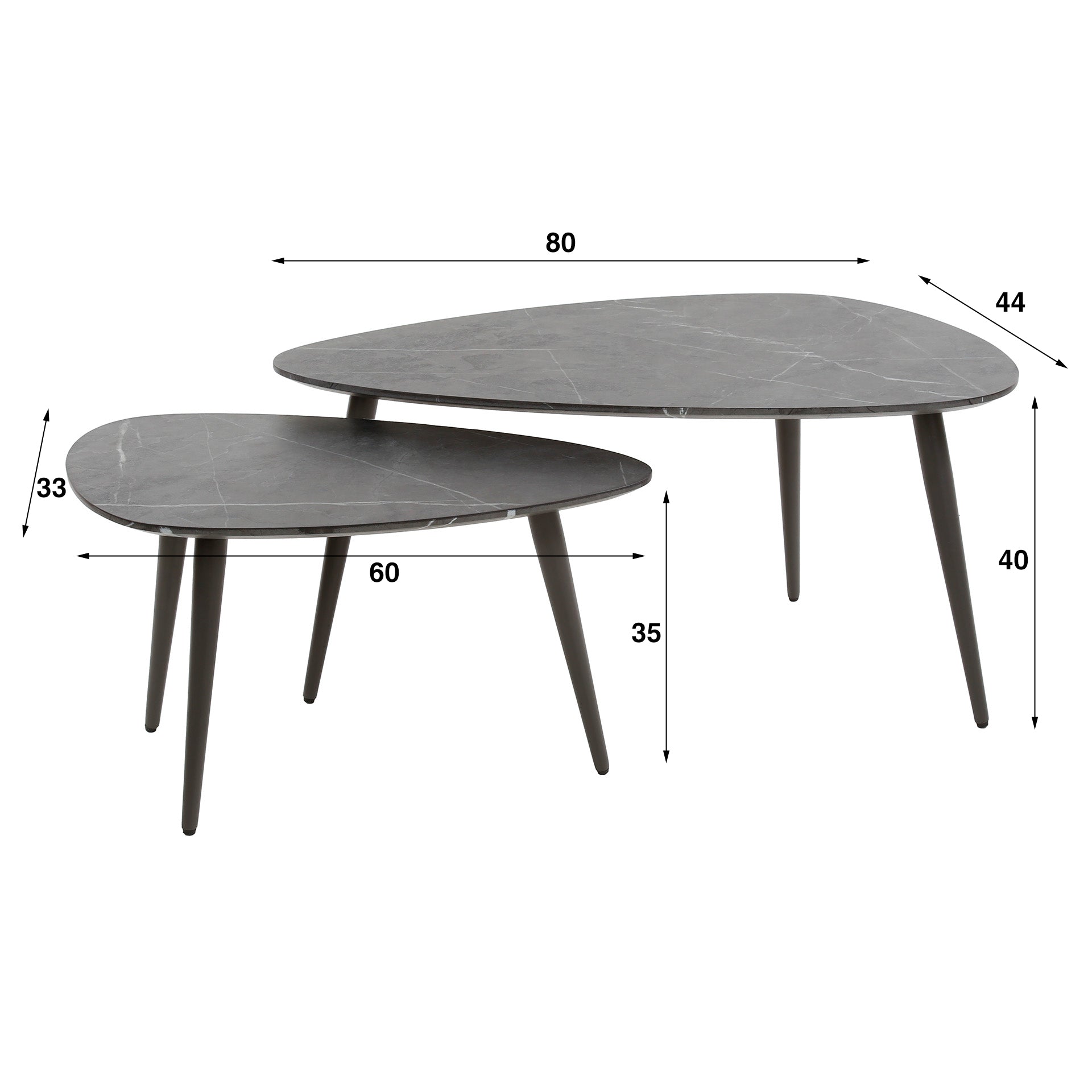 Couchtisch – 80×44×40 cm – 3D Melamin graphite | Modell N0307
