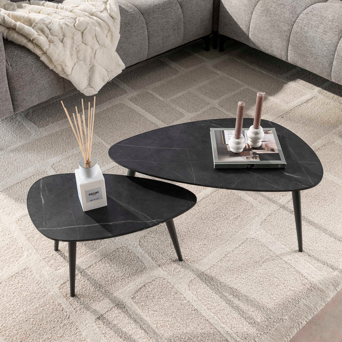 Couchtisch – 80×44×40 cm – 3D Melamin graphite | Modell N0307