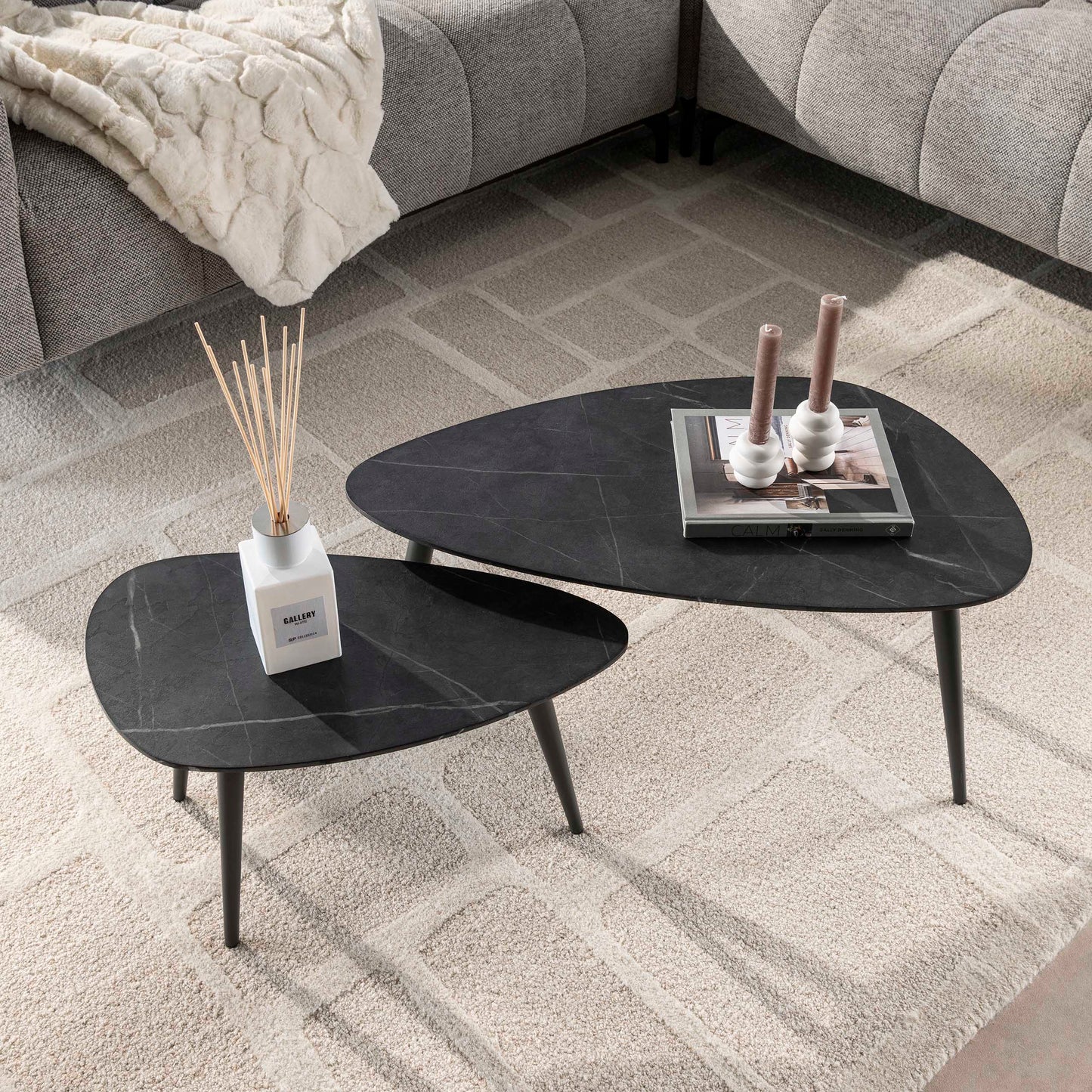 Couchtisch – 80×44×40 cm – 3D Melamin graphite | Modell N0307