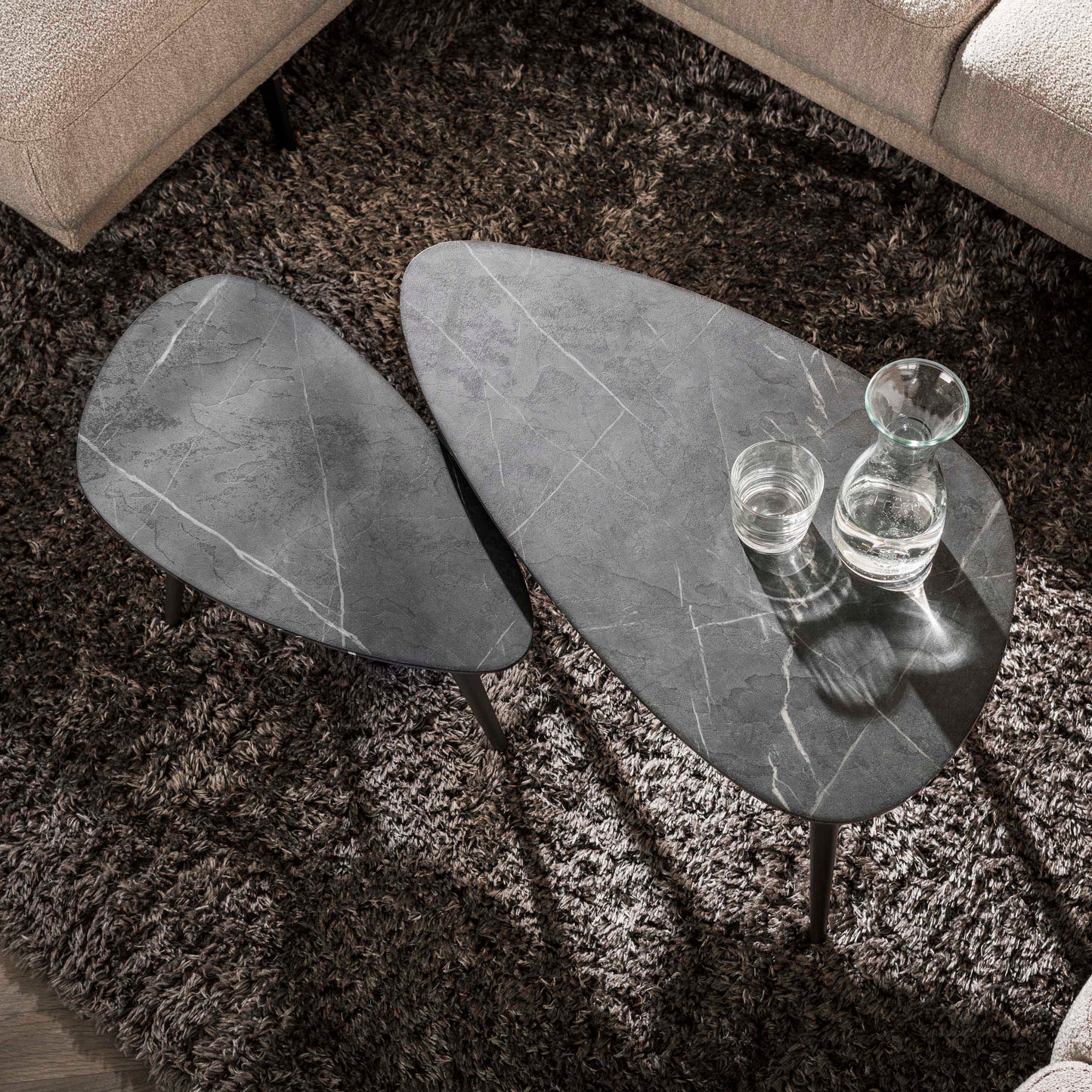 Couchtisch – 80×44×40 cm – 3D Melamin graphite | Modell N0307