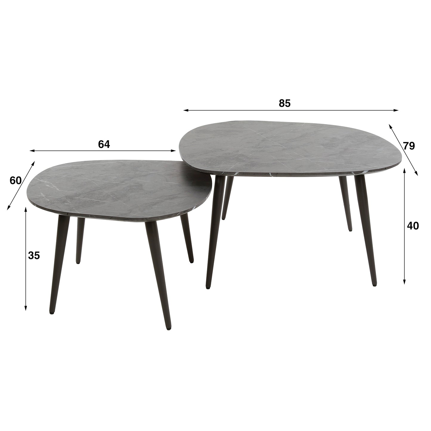 Couchtisch – 85×79×40 cm – 3D Melamin graphite | Modell N0308