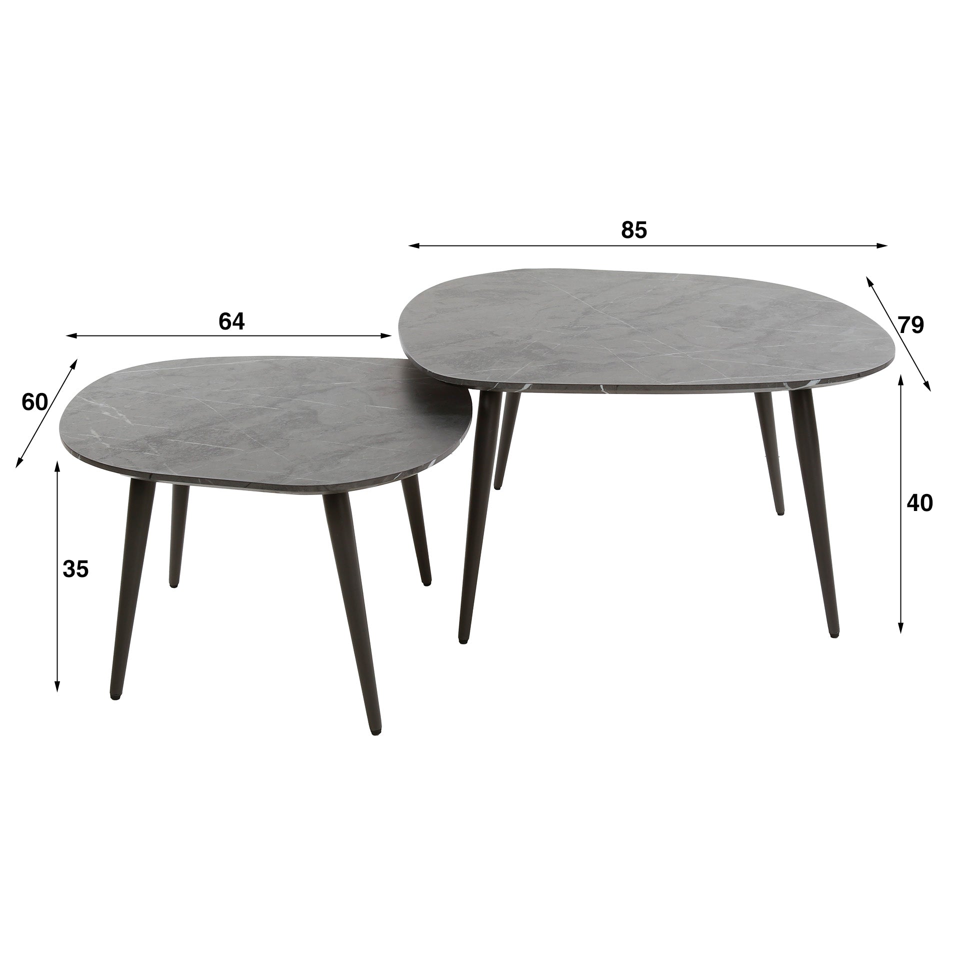 Couchtisch – 85×79×40 cm – 3D Melamin graphite | Modell N0308