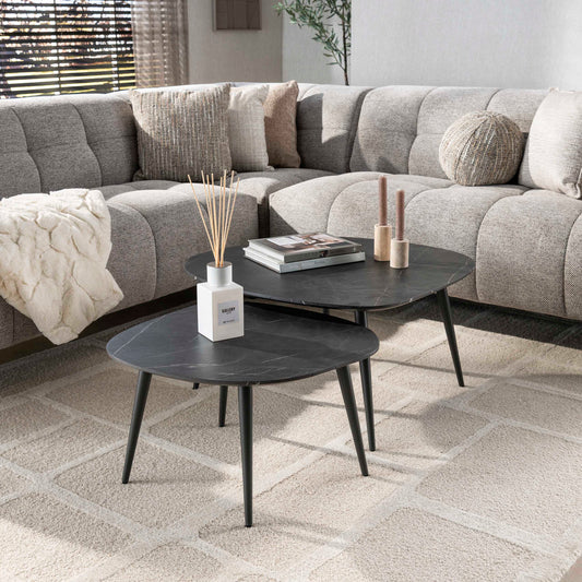 Couchtisch – 85×79×40 cm – 3D Melamin graphite | Modell N0308